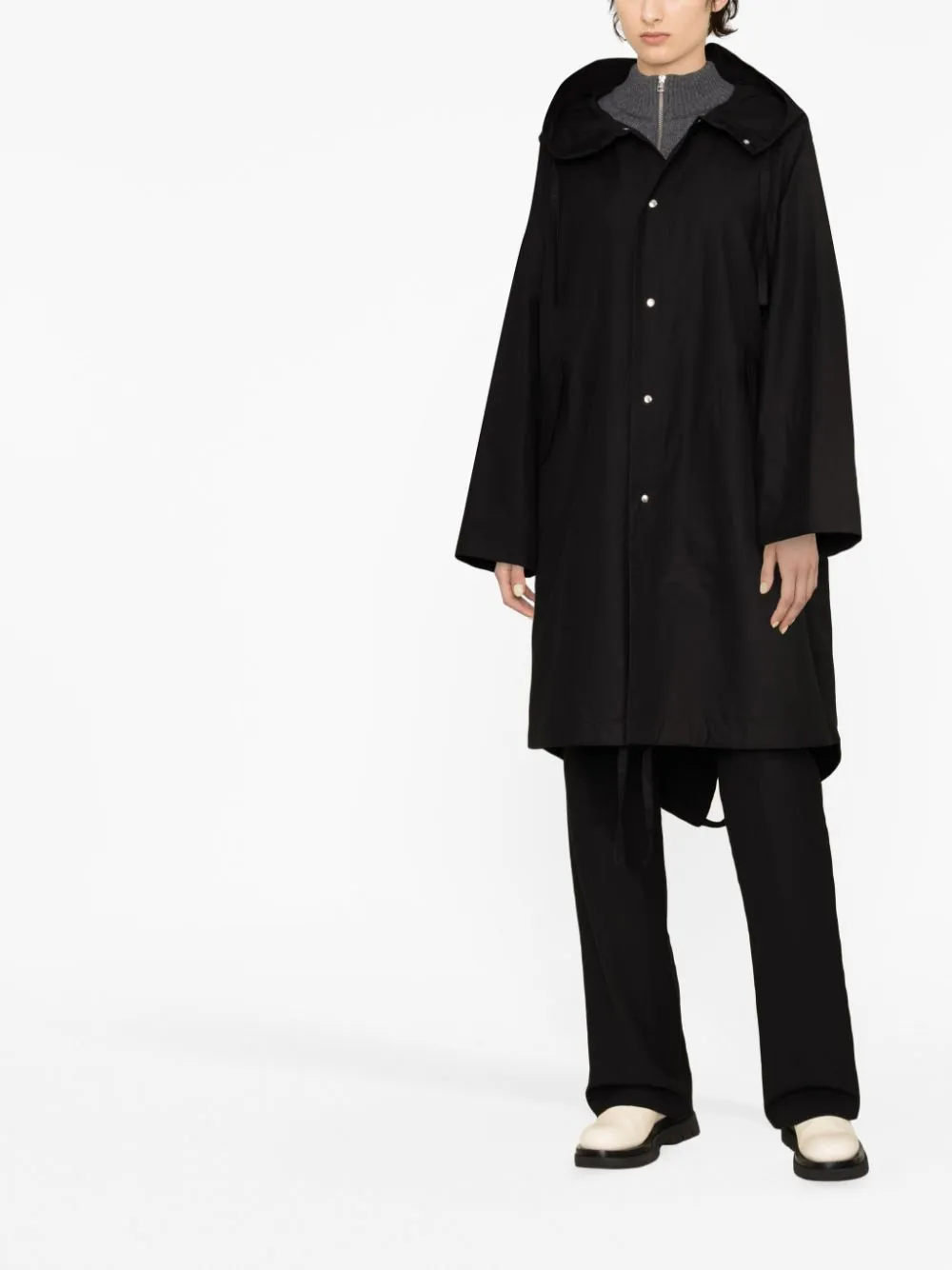 Parka con stampa logo in nero - donna
