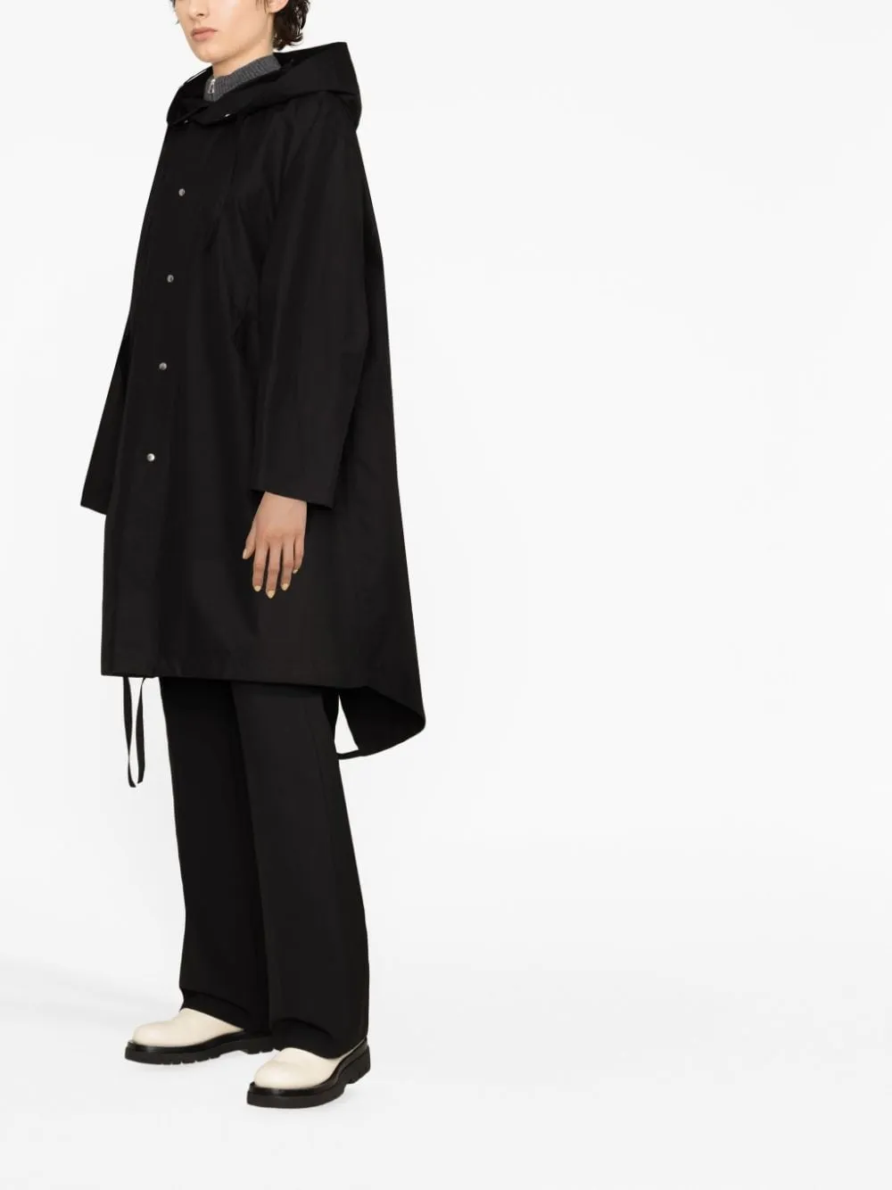 Parka con stampa logo in nero - donna