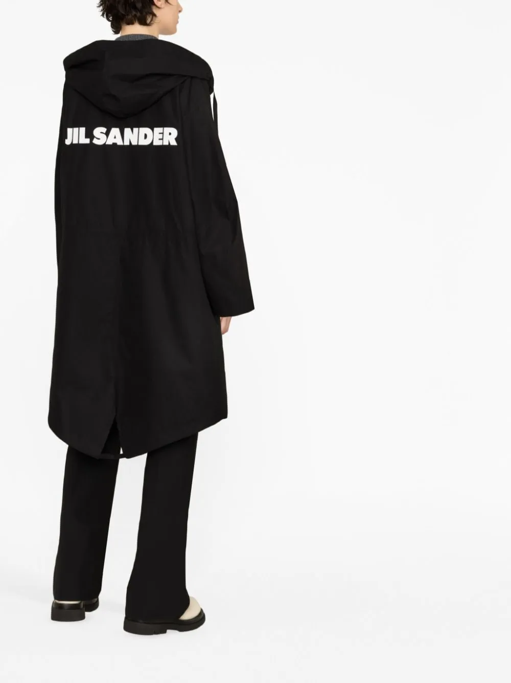 Parka con stampa logo in nero - donna