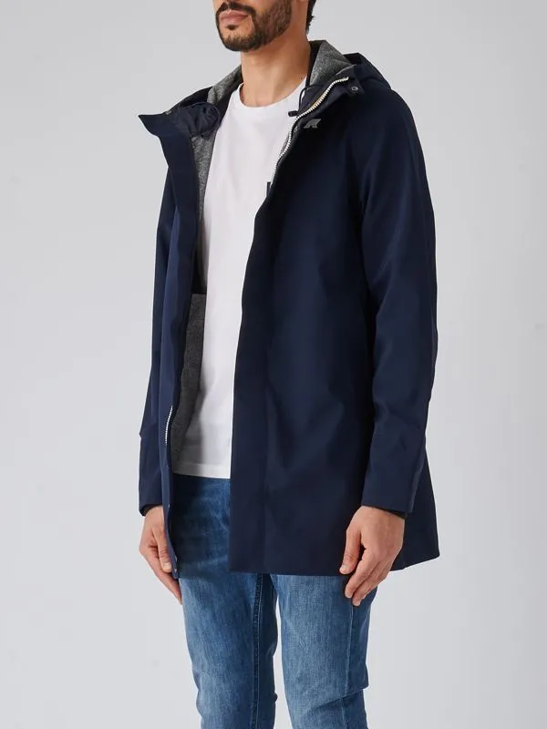 Parka uomo K-Way Tommy Bonded in tessuto tecnico Blu