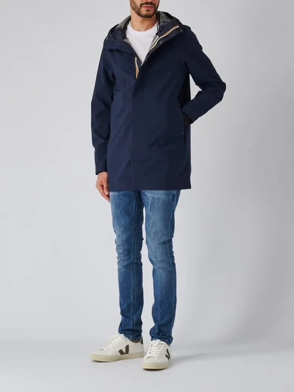 Parka uomo K-Way Tommy Bonded in tessuto tecnico Blu