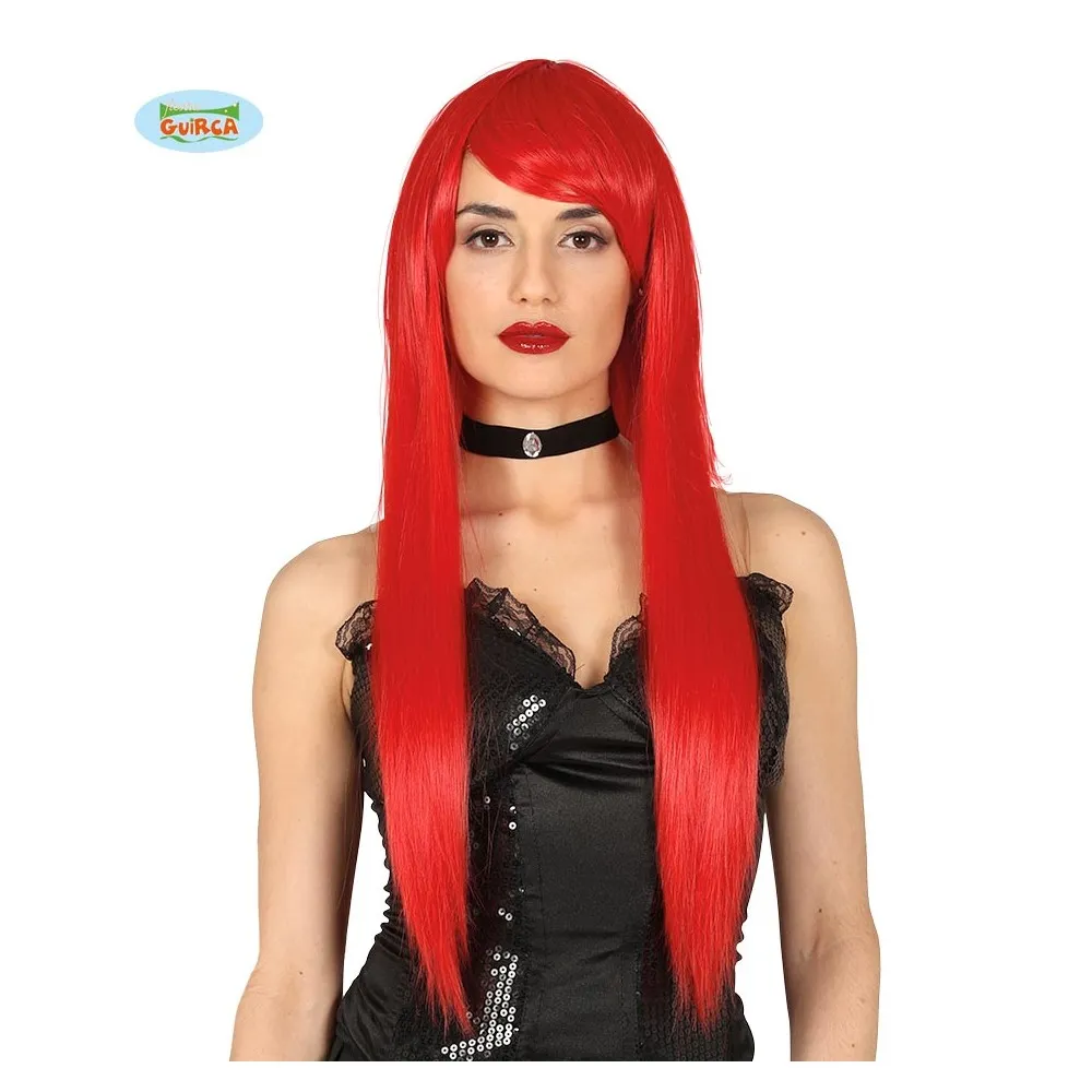 Parrucca Fashion Rossa Lunga Con Frangia  Accessori Carnevale Donna