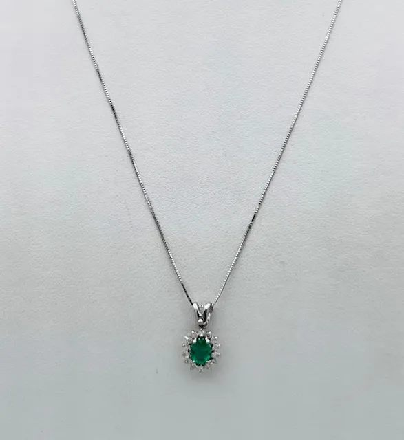 Pendente smeraldo diamanti oro bianco 750 % Art.CD937-2