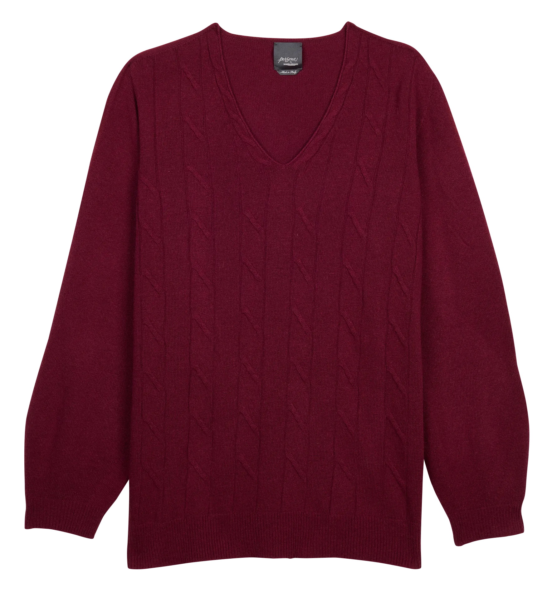  PERSONA by Marina Rinaldi   AMELIA - Maglione scollo a V in maglia con trecce | Rosso