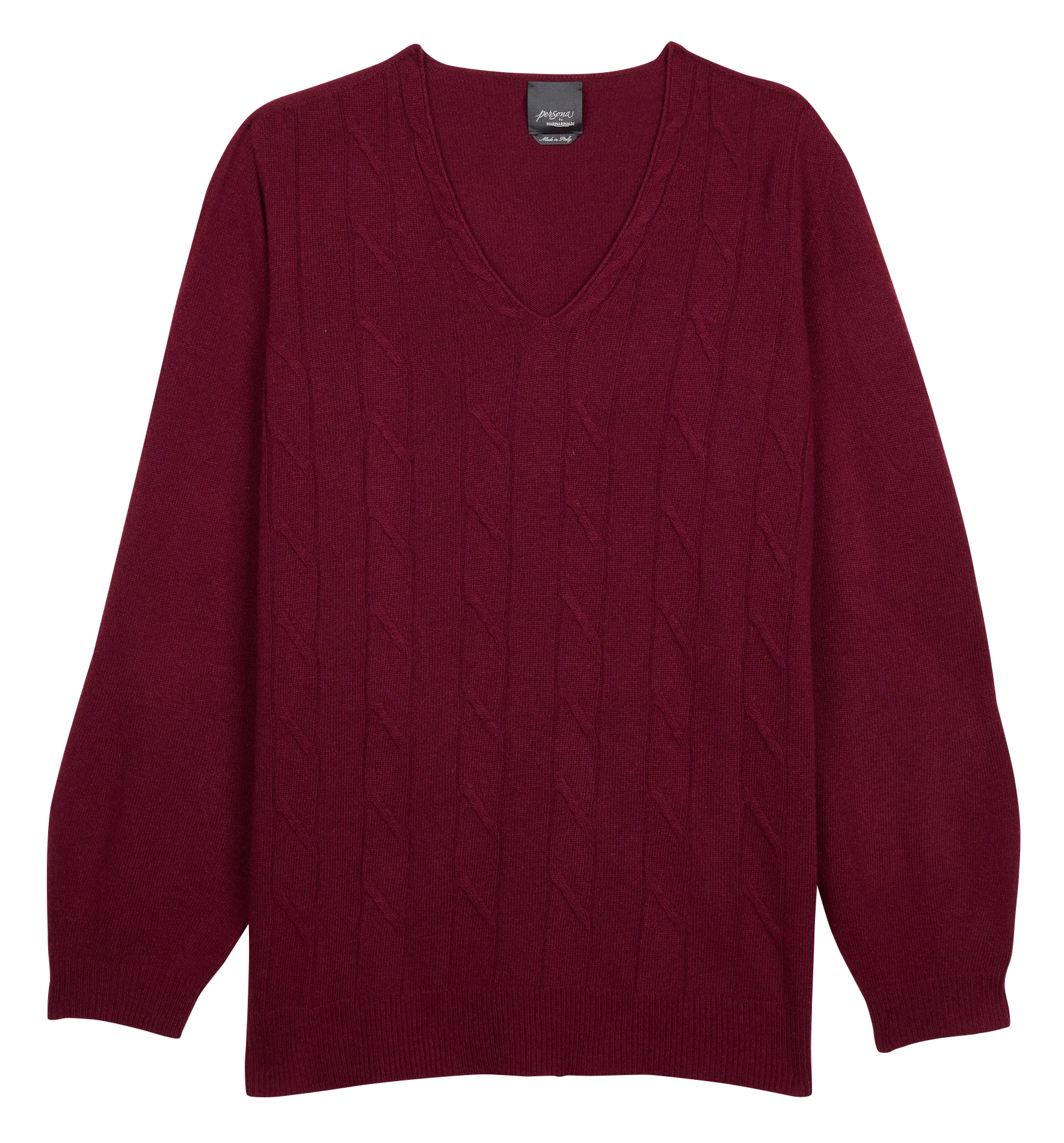  PERSONA by Marina Rinaldi   AMELIA - Maglione scollo a V in maglia con trecce | Rosso