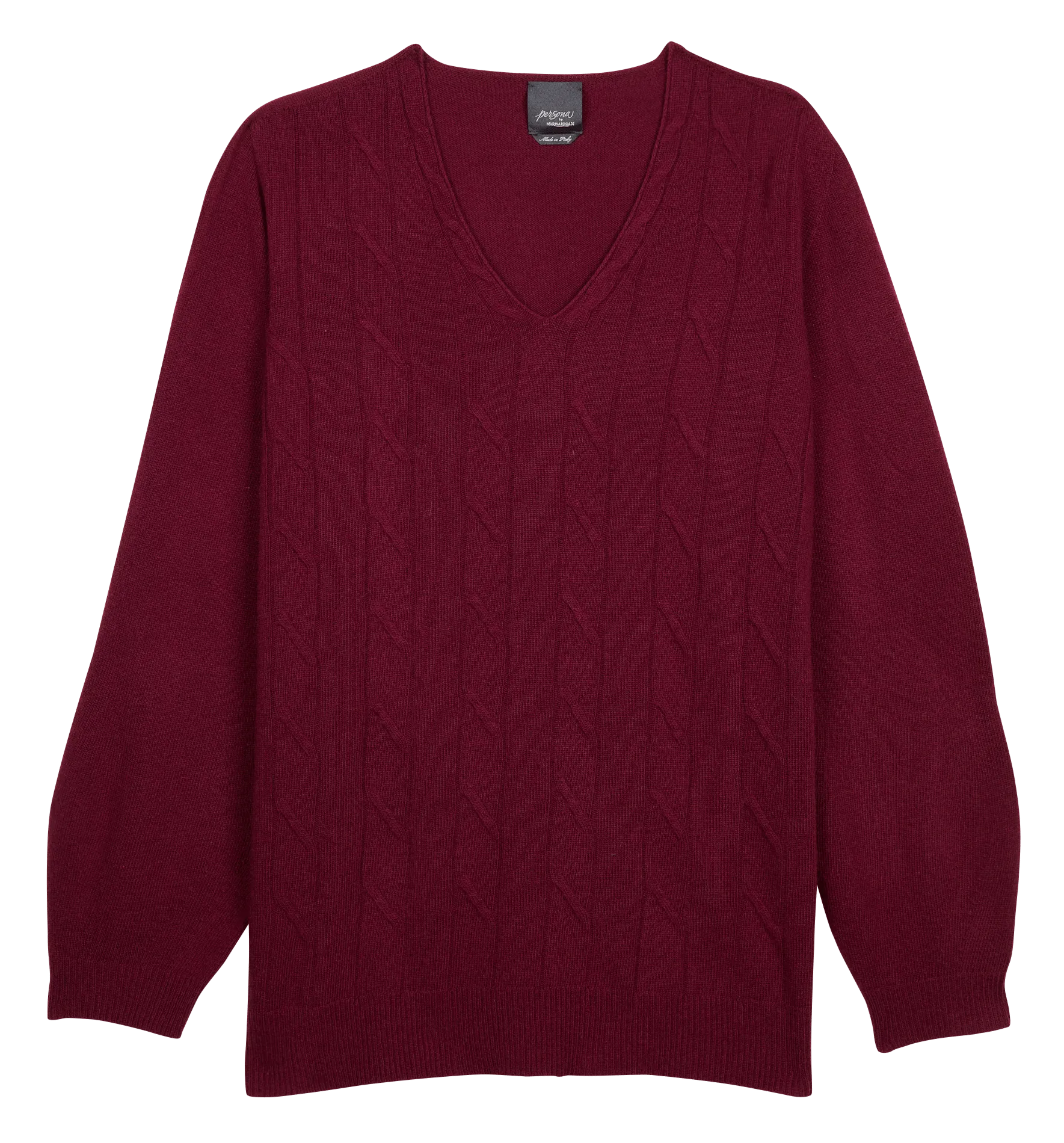  PERSONA by Marina Rinaldi   AMELIA - Maglione scollo a V in maglia con trecce | Rosso