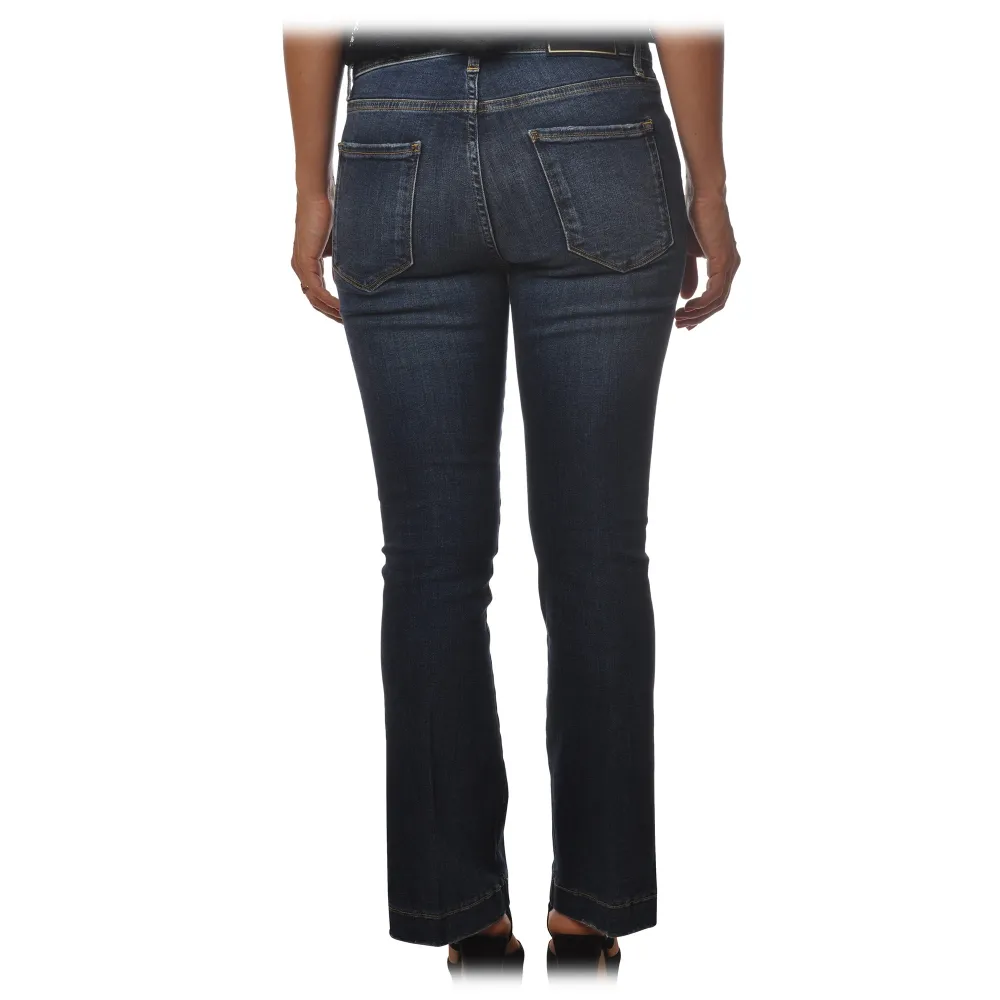 Pinko - Jeans Fannie2 Cinque Tasche Modello Trombetta - Denim Scuro - Pantalone - Made in Italy - Luxury Exclusive Collection