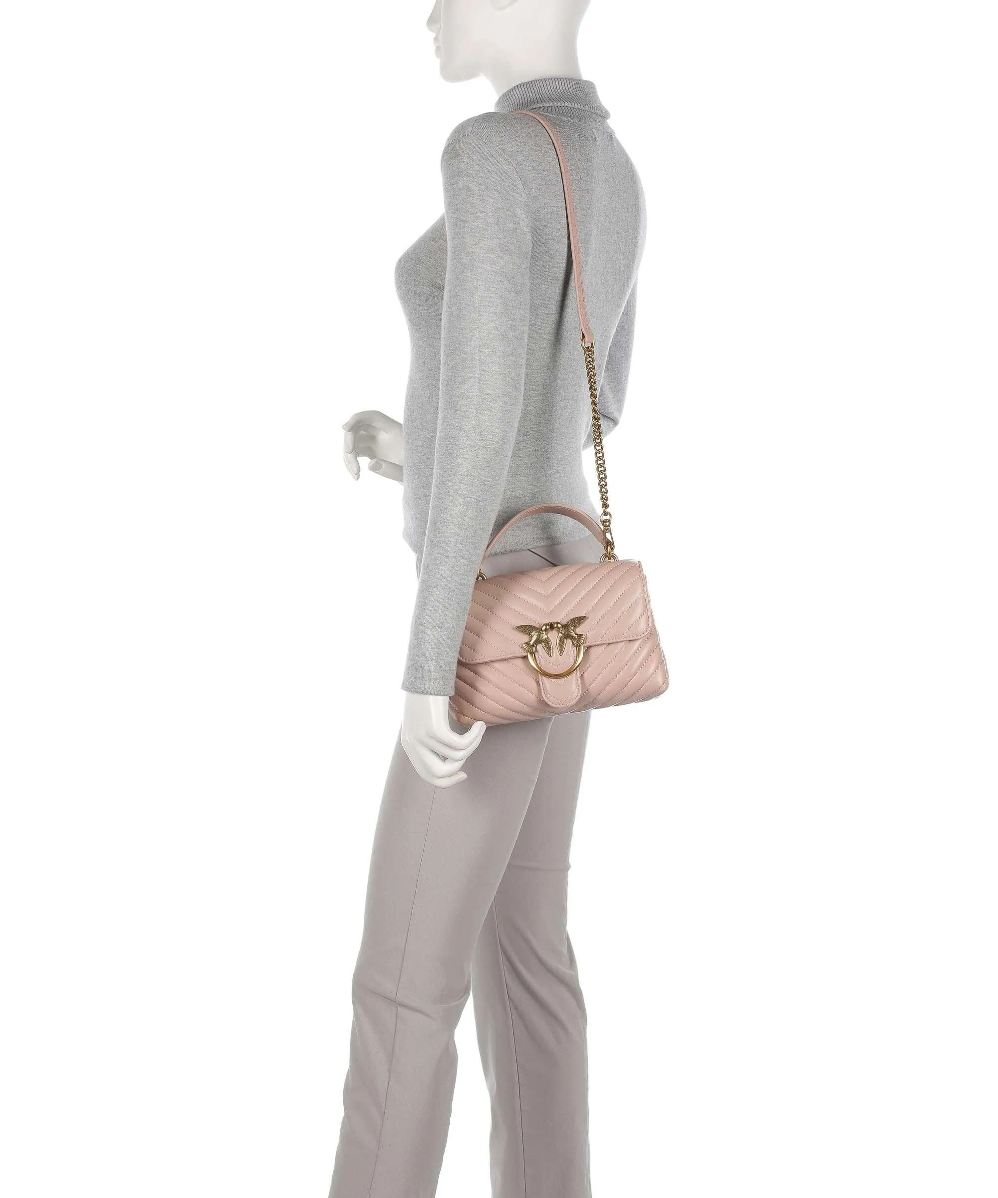  Pinko Love Lady Puff Mini Borsa a tracolla pelle di pecora rosa antico  