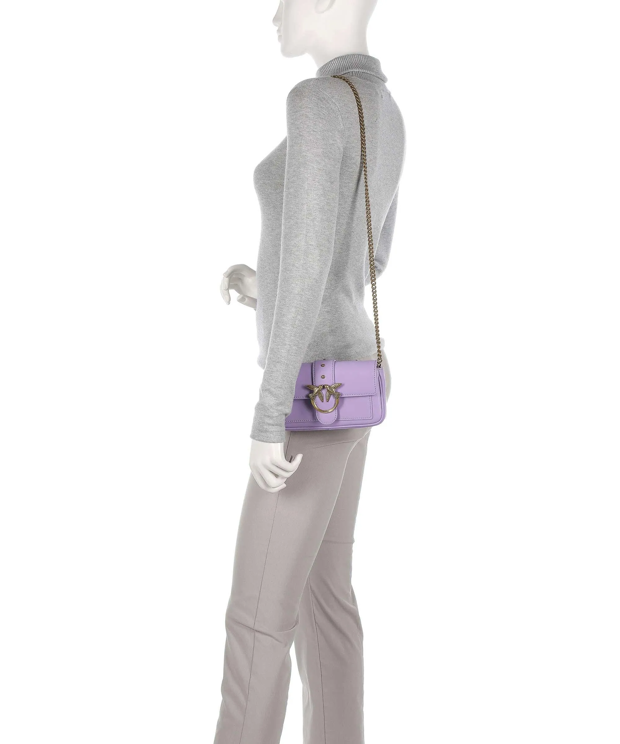  Pinko Love One Borsa a tracolla pelle a grana fine viola  