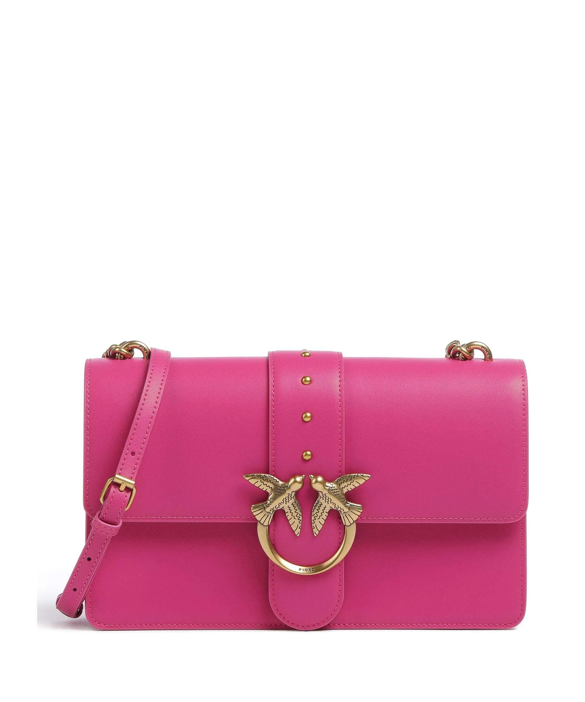  Pinko Love One Classic Borsa a tracolla pelle di vacchetta finemente grana pink  