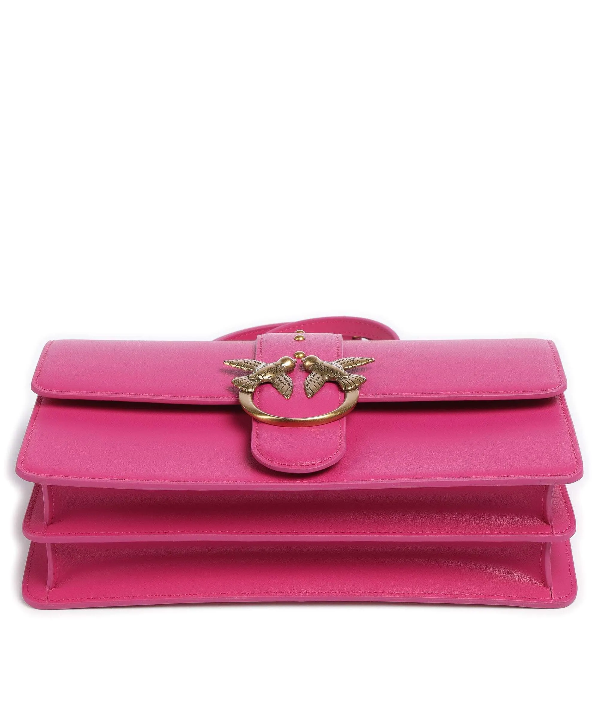  Pinko Love One Classic Borsa a tracolla pelle di vacchetta finemente grana pink  