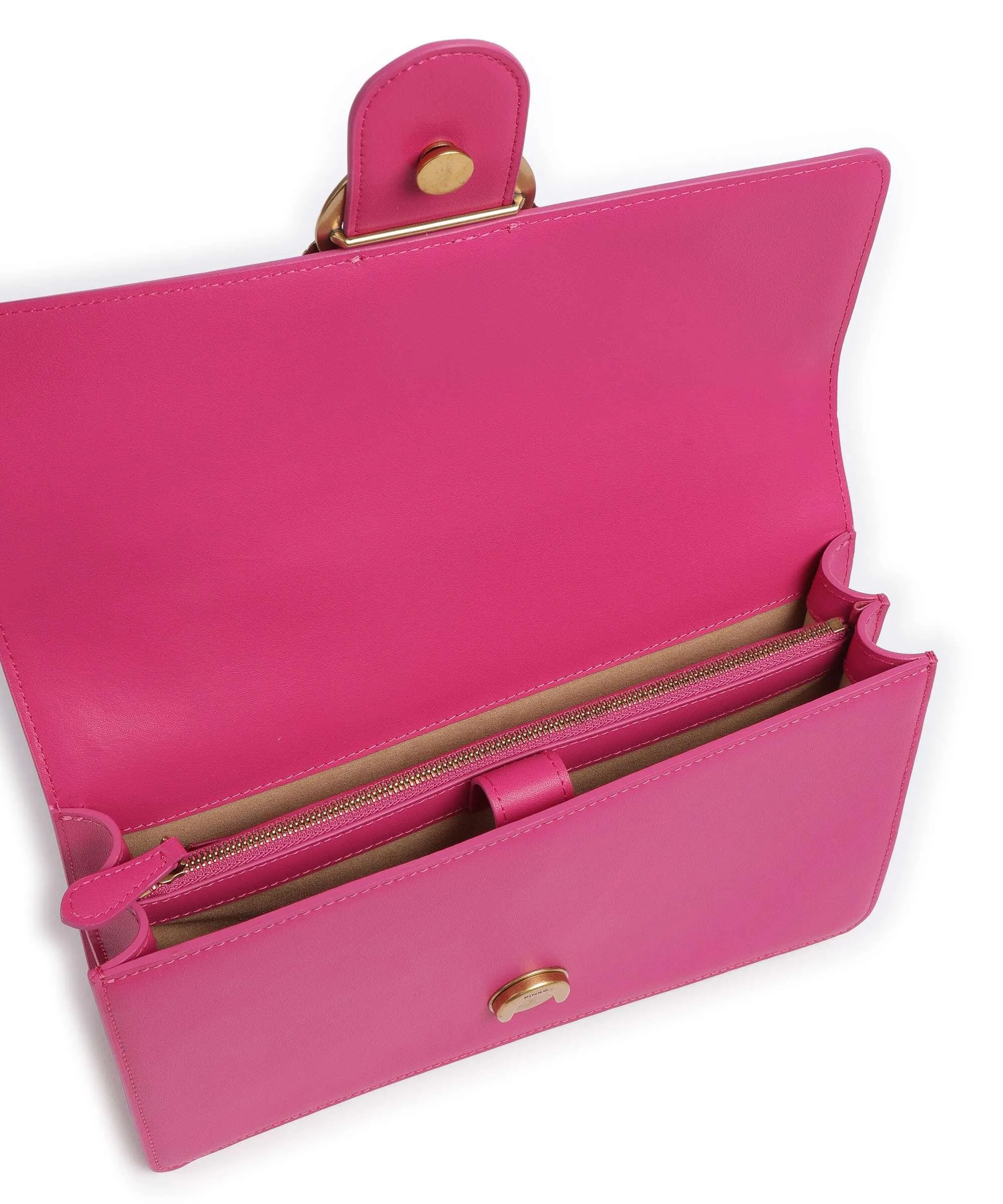  Pinko Love One Classic Borsa a tracolla pelle di vacchetta finemente grana pink  