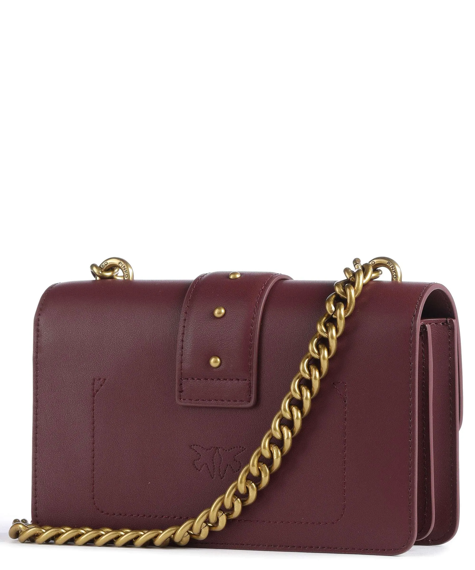  Pinko Love One Mini Borsa a tracolla pelle di vacchetta finemente grana rosso scuro  