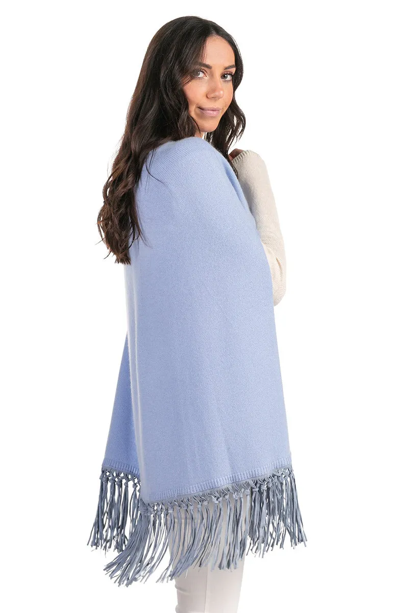 Poncho con Frange in pelle