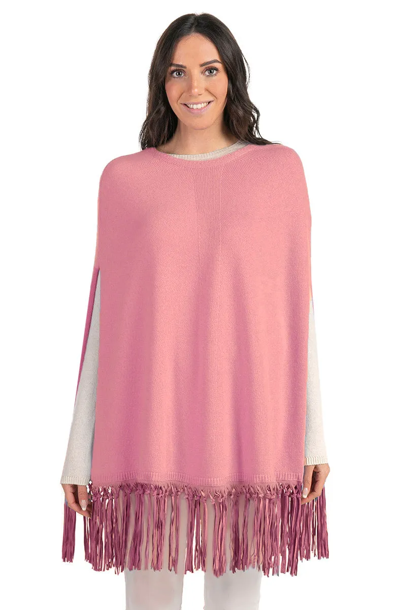 Poncho con Frange in pelle