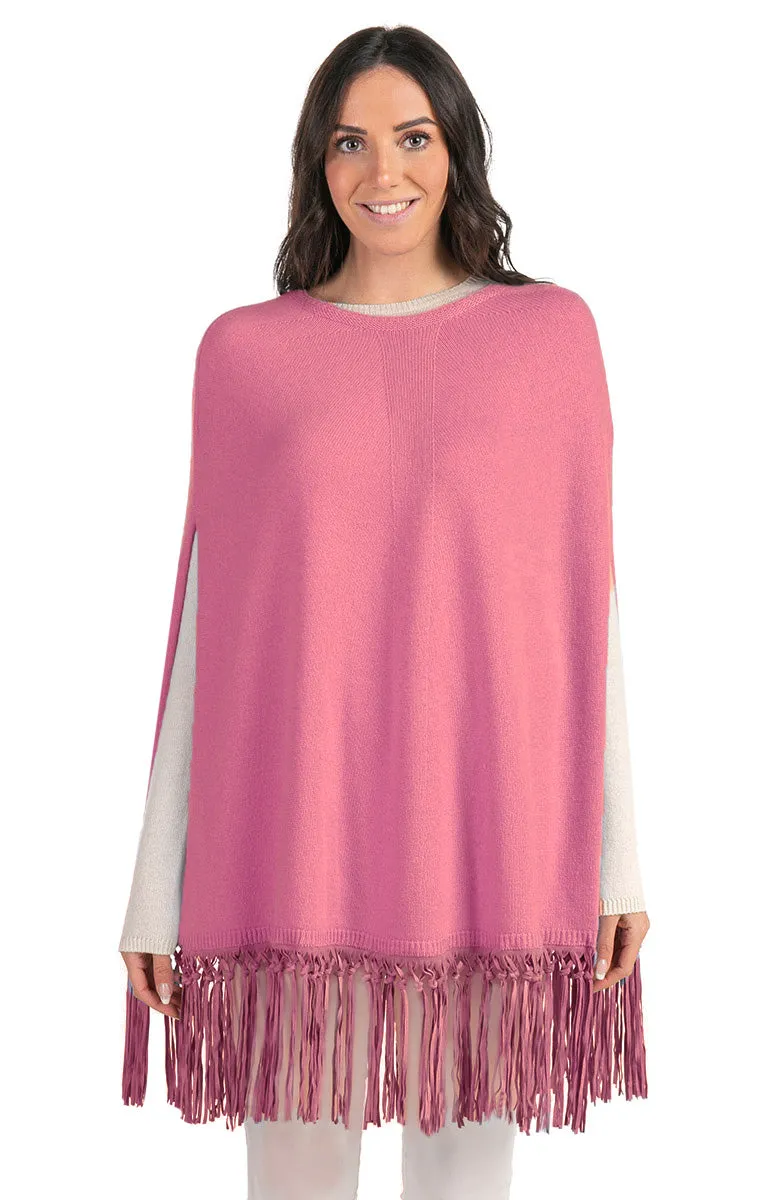 Poncho con Frange in pelle