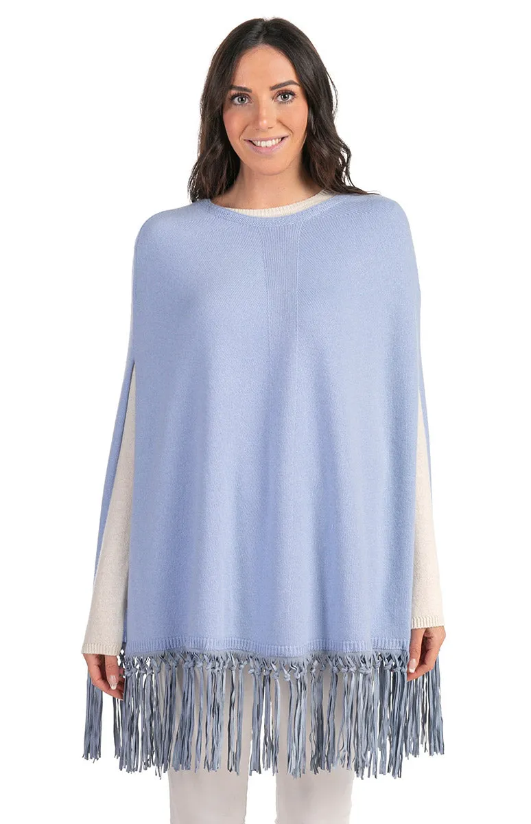 Poncho con Frange in pelle