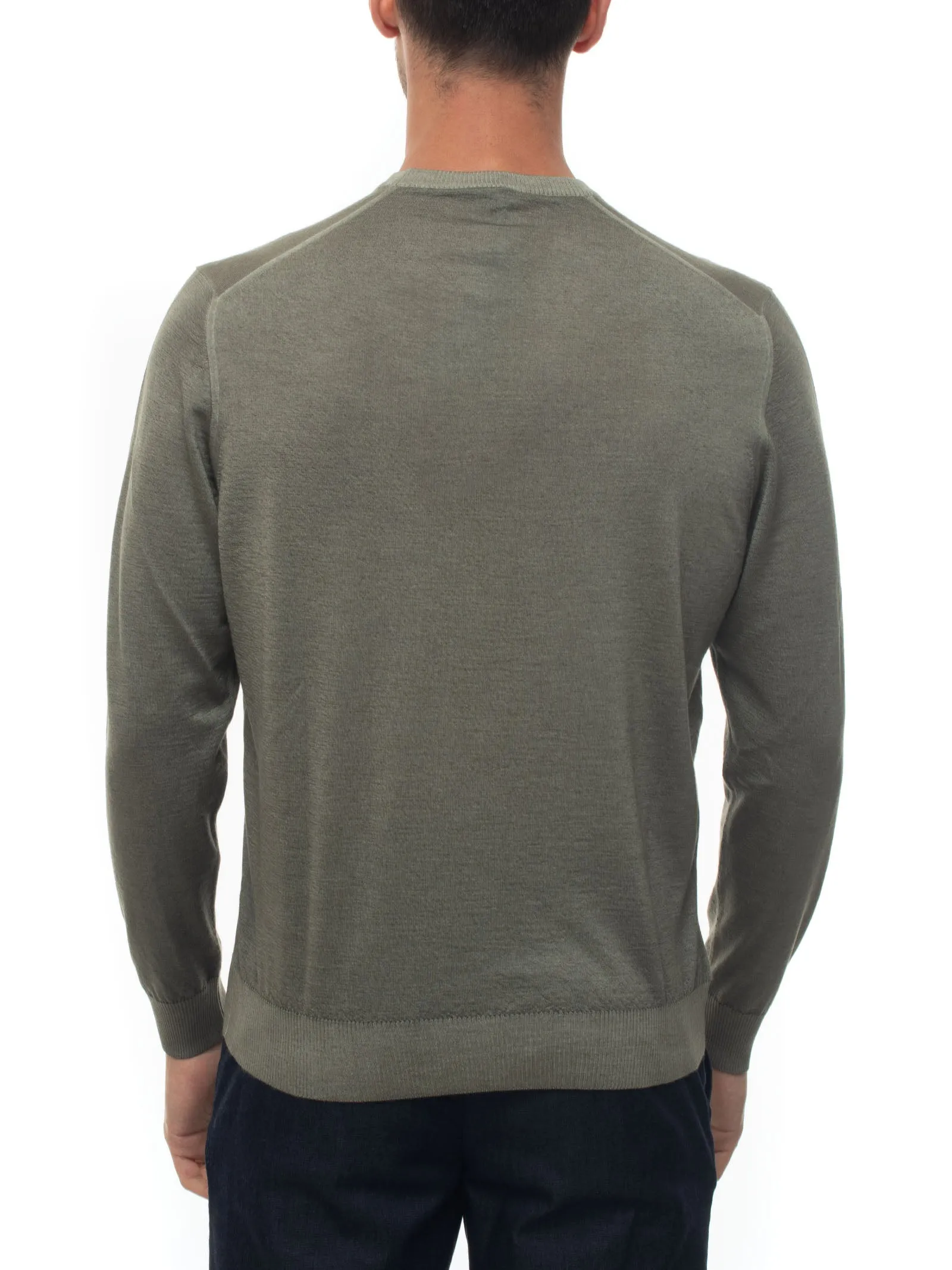 Pullover collo a V Verde Kiton Uomo