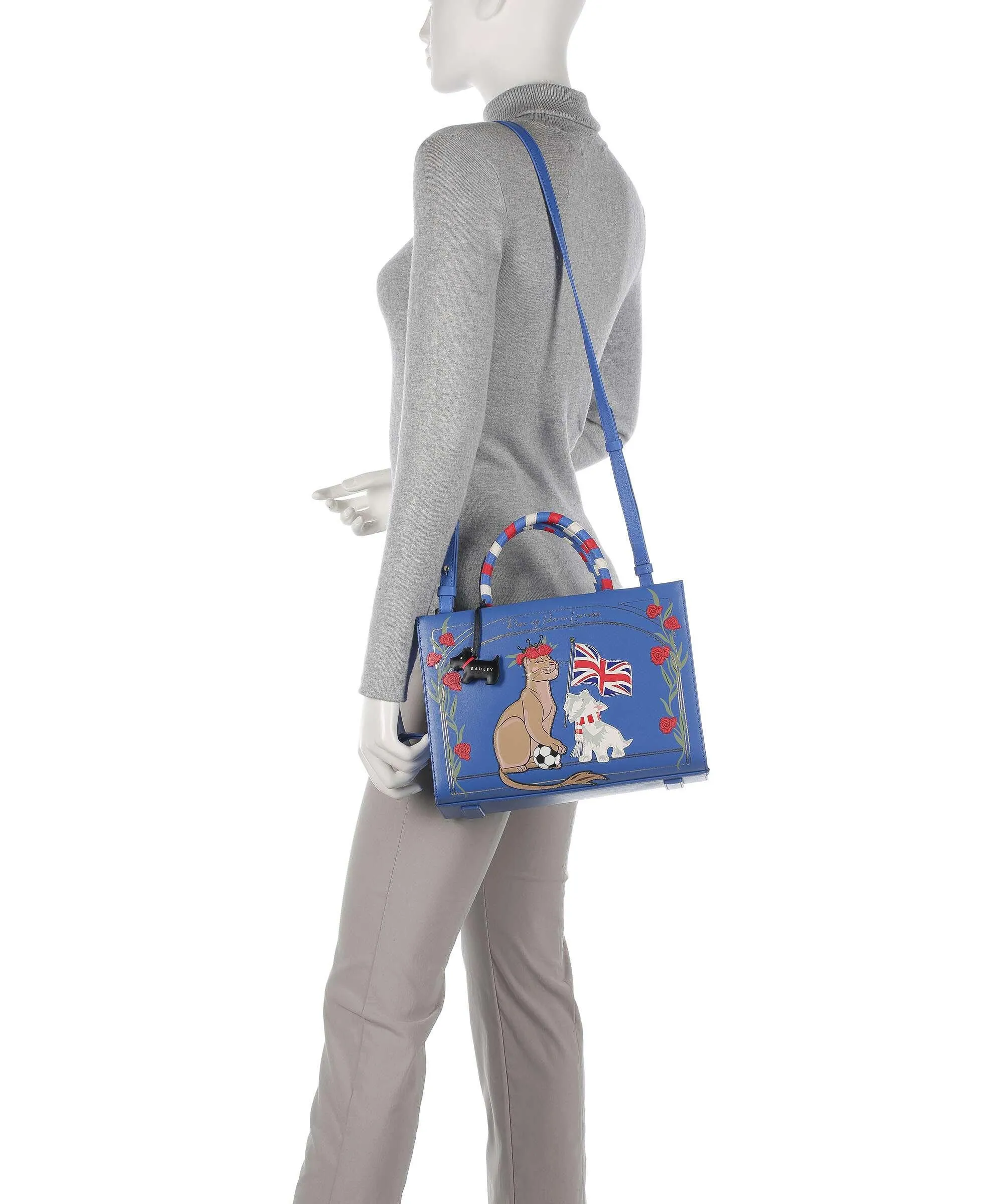  Radley London The World Cup Borsa a mano pelle a grana fine blu  