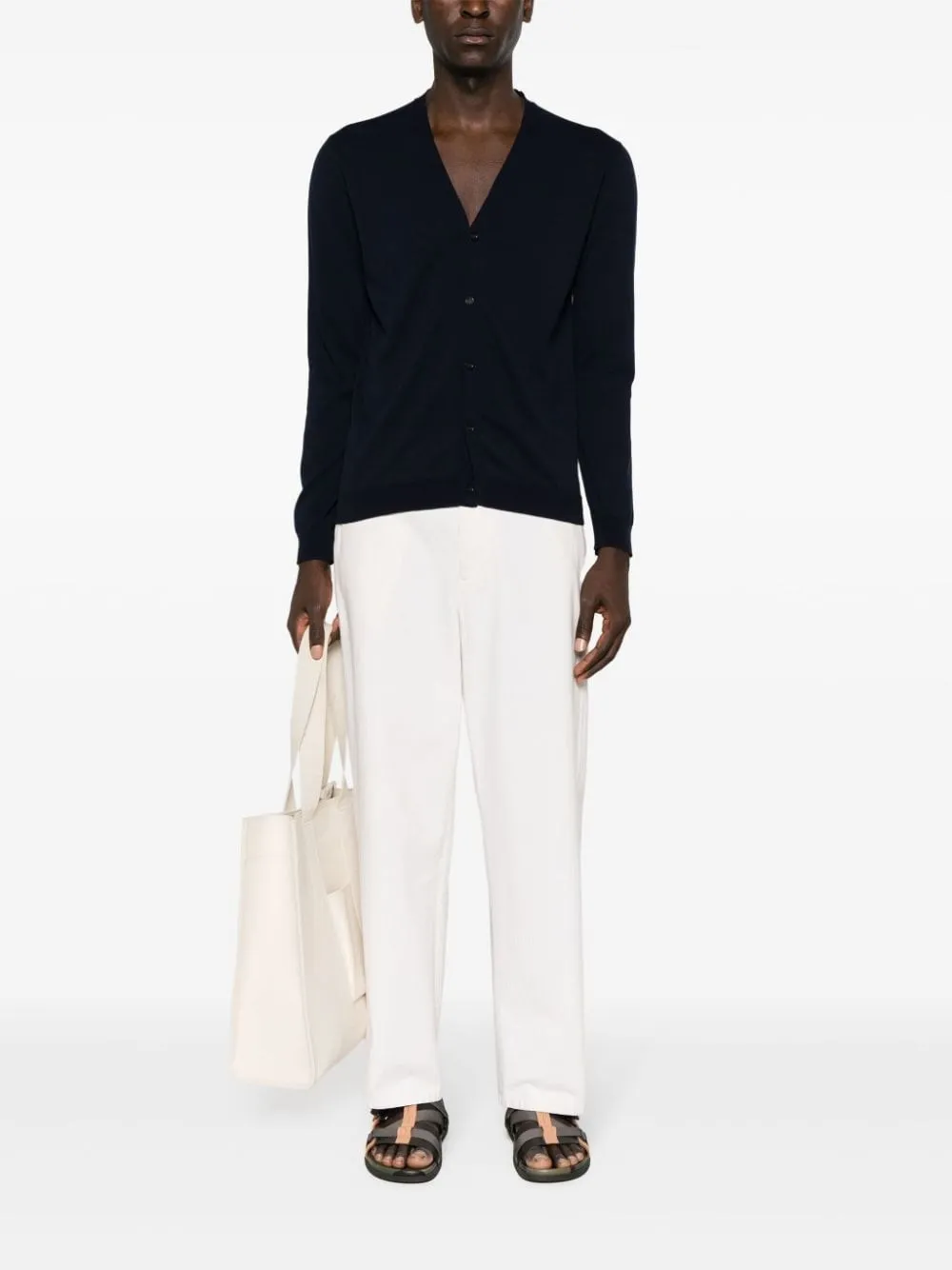   Roberto Collina  Cardigan blu in cotone  