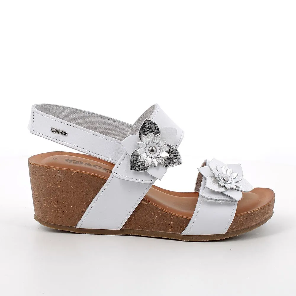 Sandali con zeppa in pelle da donna bianco