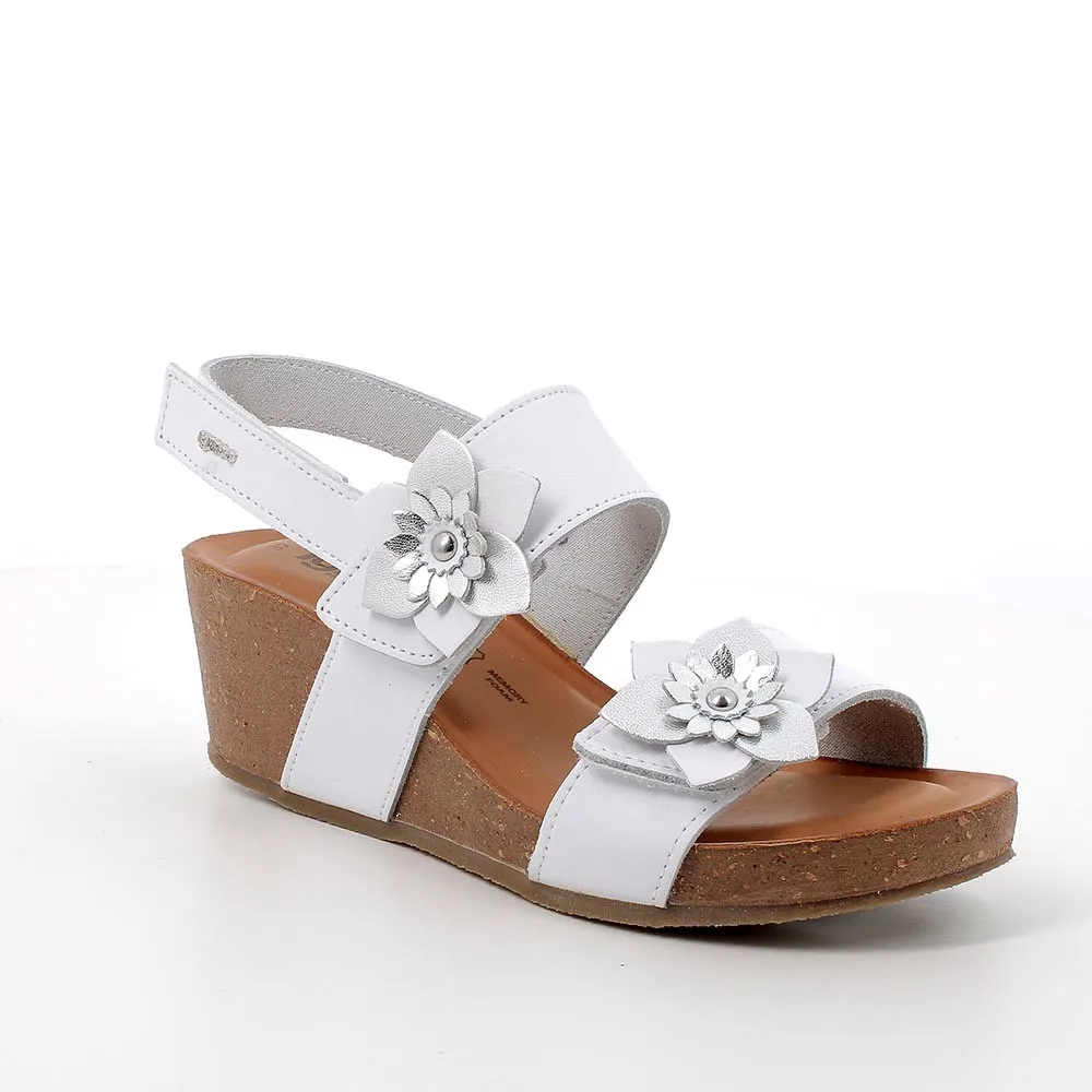 Sandali con zeppa in pelle da donna bianco