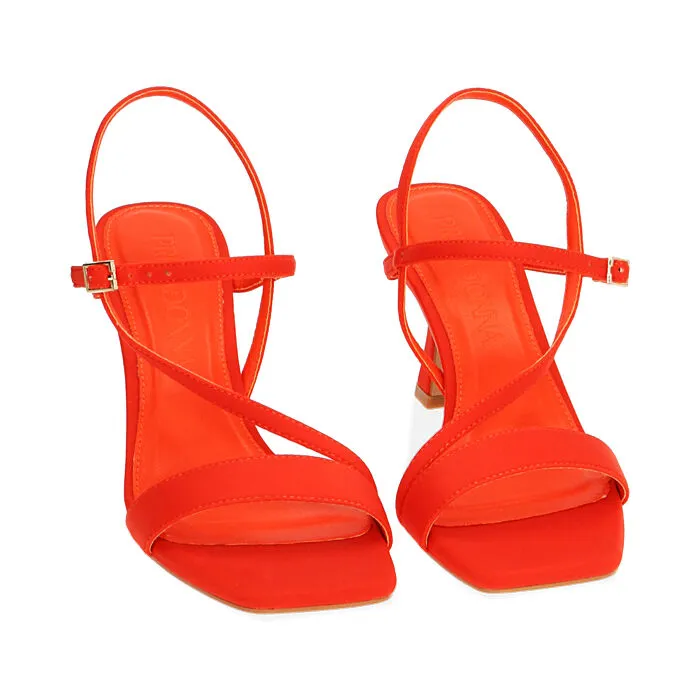 Sandali corallo in lycra, tacco 7,5 cm