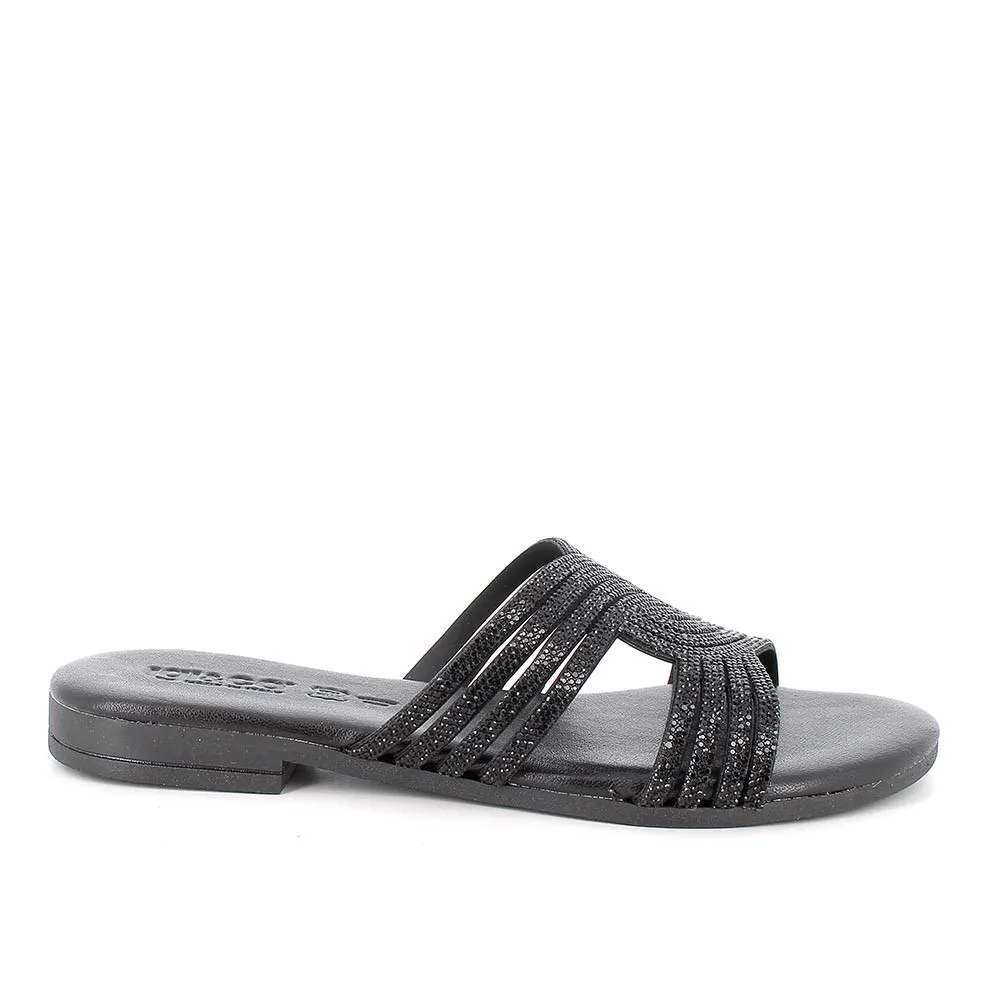 Sandali in pelle da donna nero