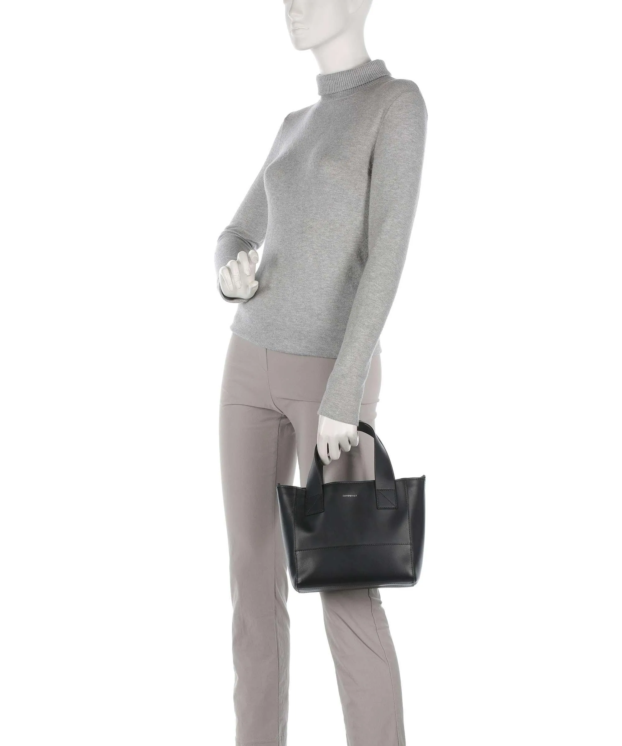  Sandqvist Leather Classics Cecilia Borsa a mano pelle a grana fine nero  