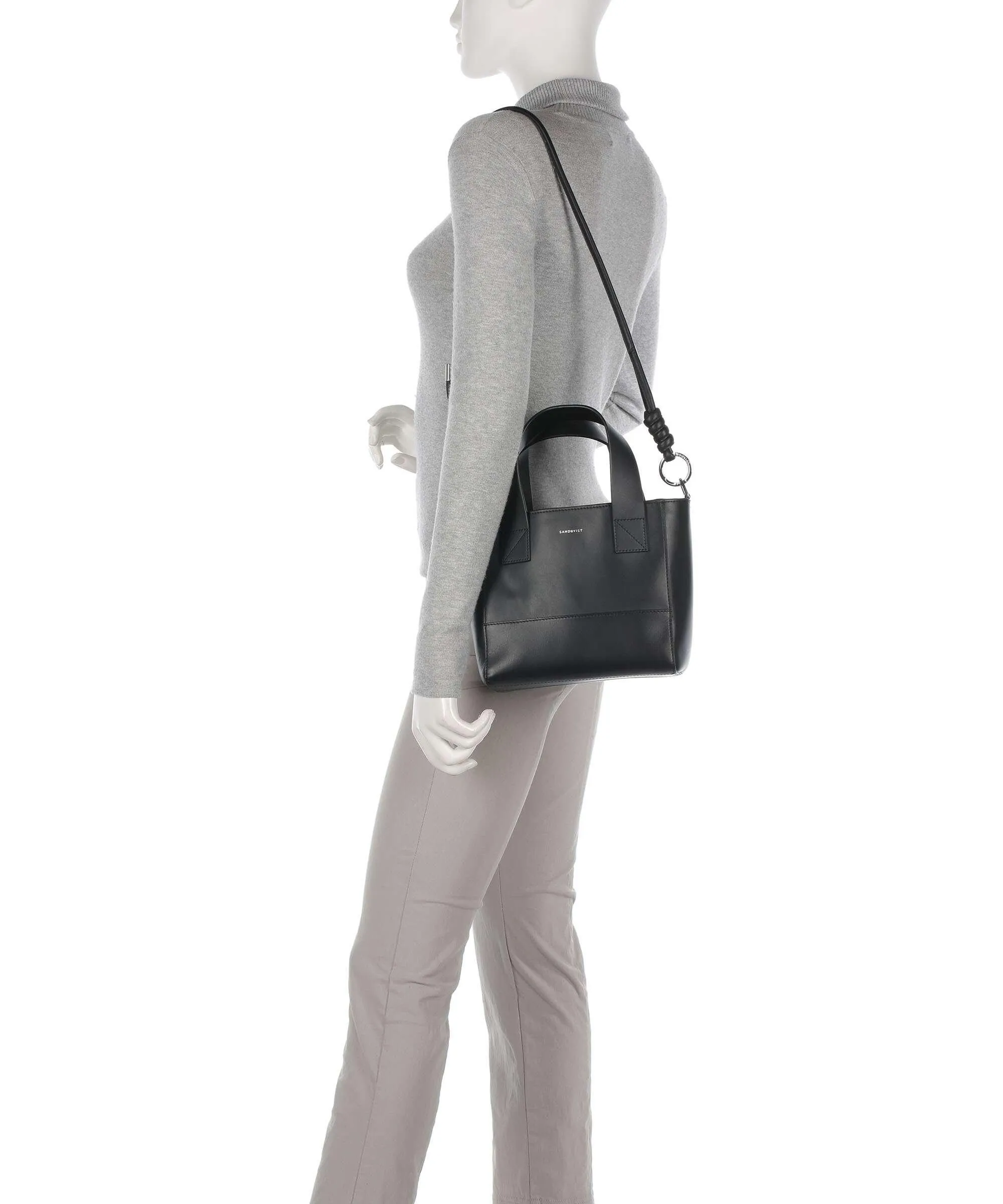  Sandqvist Leather Classics Cecilia Borsa a mano pelle a grana fine nero  