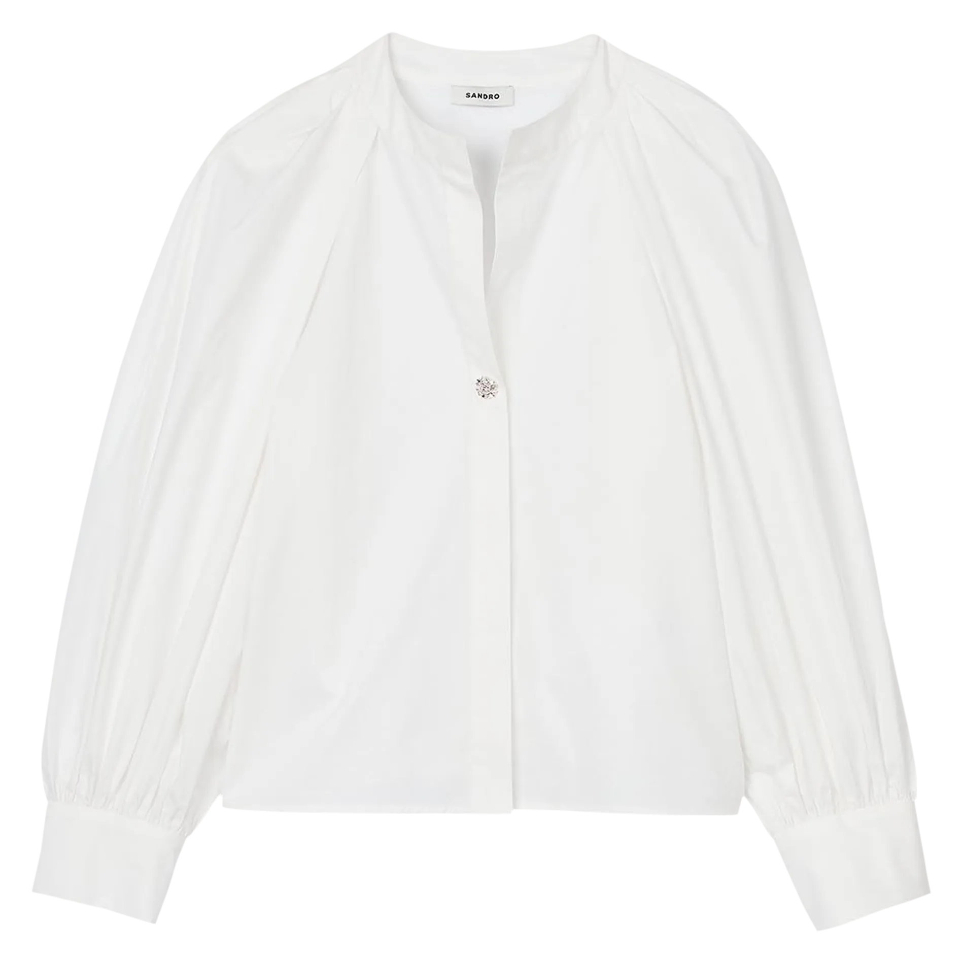  SANDRO   Camicia ampia scollo tondo in misto cotone | Bianco