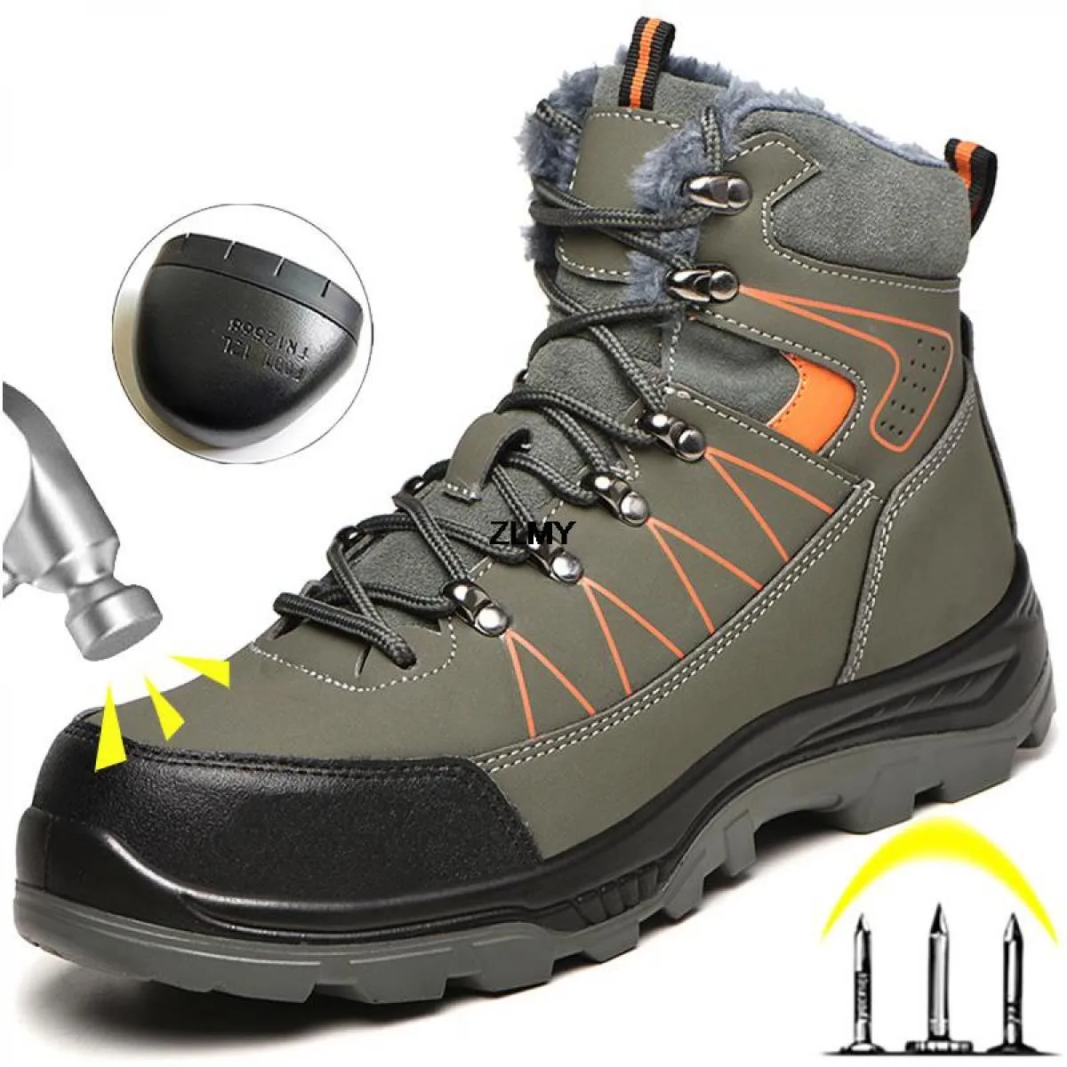 Scarpe antinfortunistiche moda uomo Stivali da lavoro con punta in acciaio Stivali da lavoro Stivali da uomo con metatarso con p