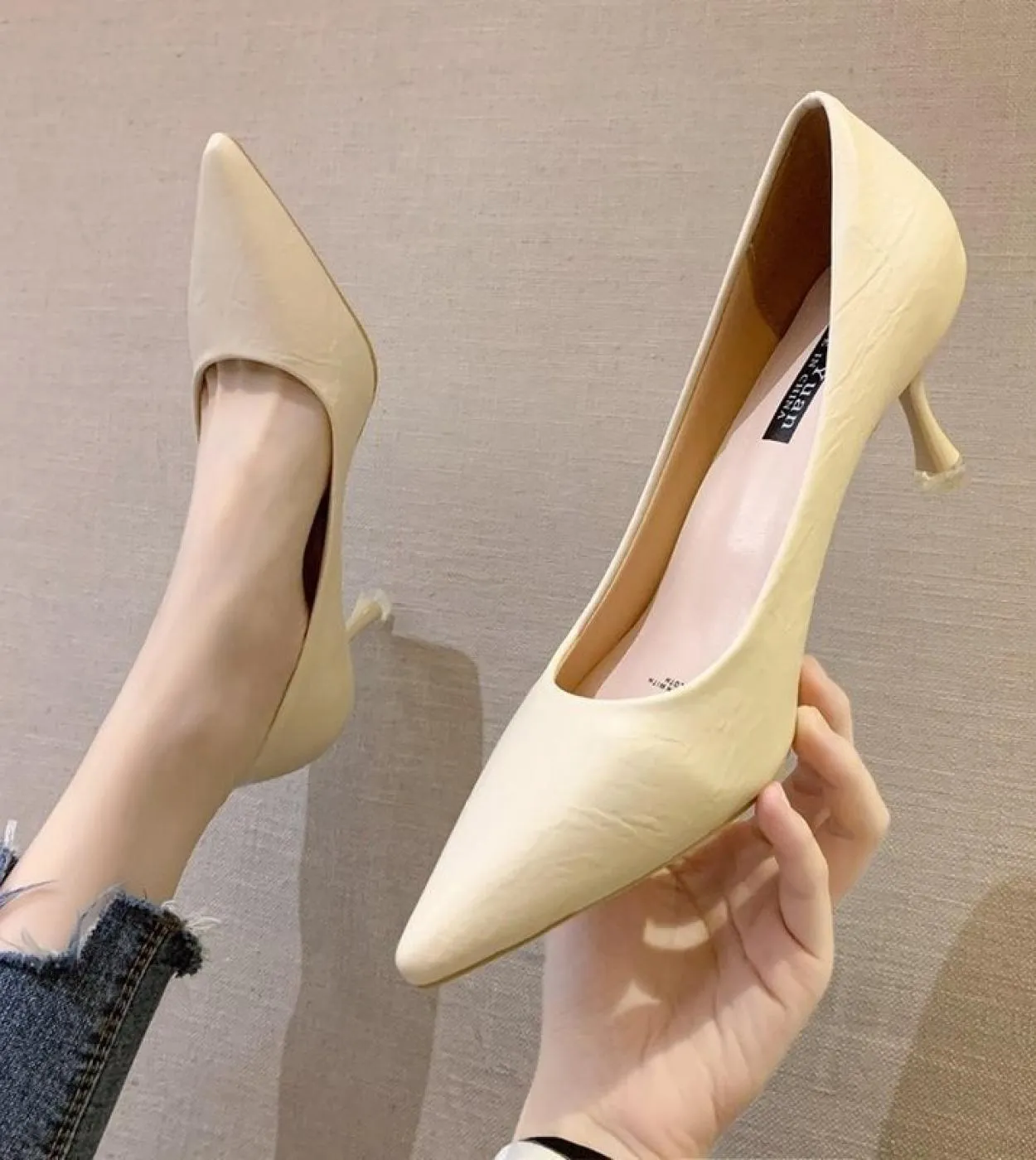 Scarpe da donna tacchi alti 2022 nuovo stile punta quadrata bocca bassa stiletto scarpe singole pompe da donna