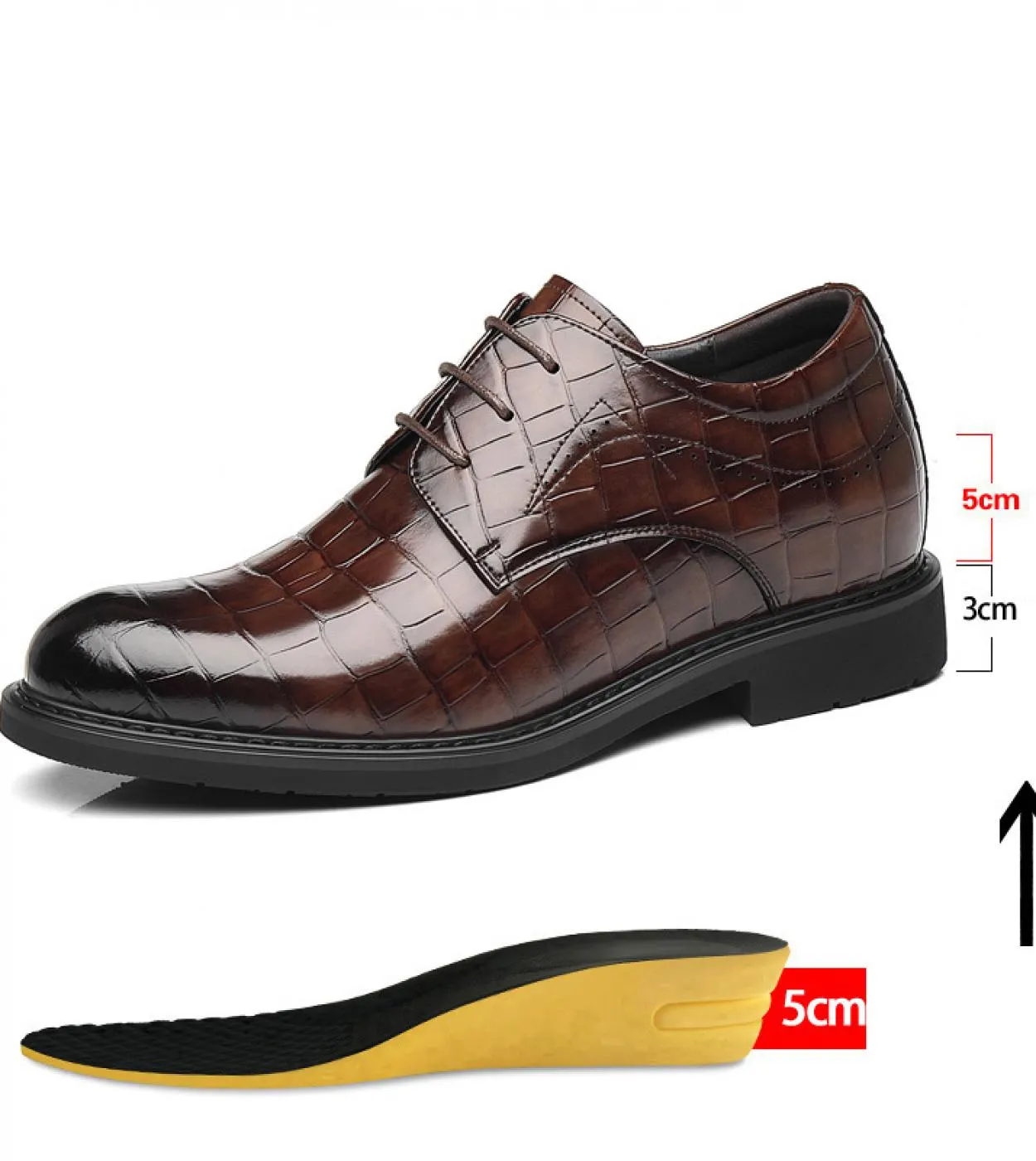 Scarpe da uomo in pelle da uomo con tacco alto da 8 cm Scarpe da sposa da uomo con tacco alto da 6 cm