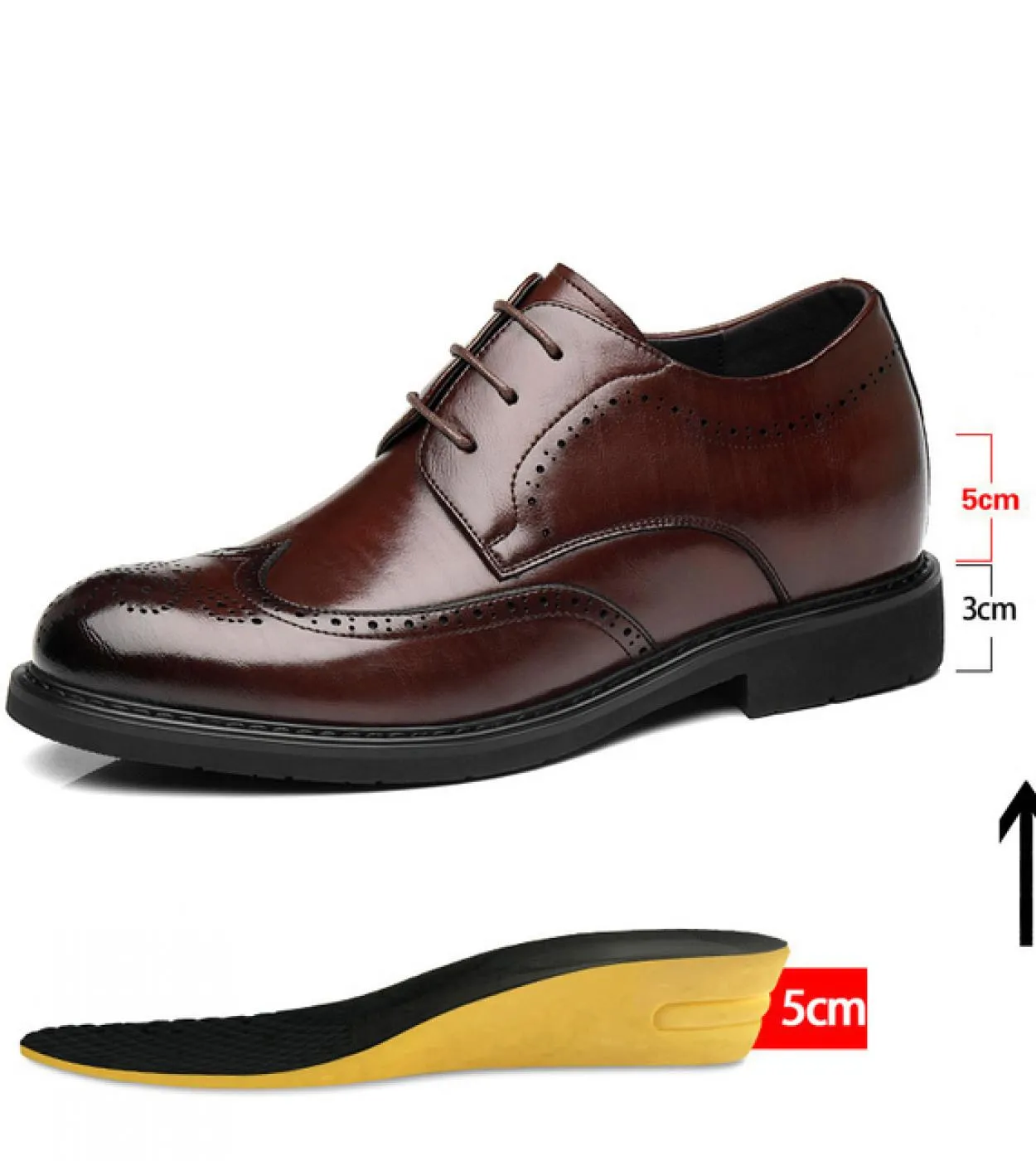 Scarpe da uomo in pelle da uomo con tacco alto da 8 cm Scarpe da sposa da uomo con tacco alto da 6 cm