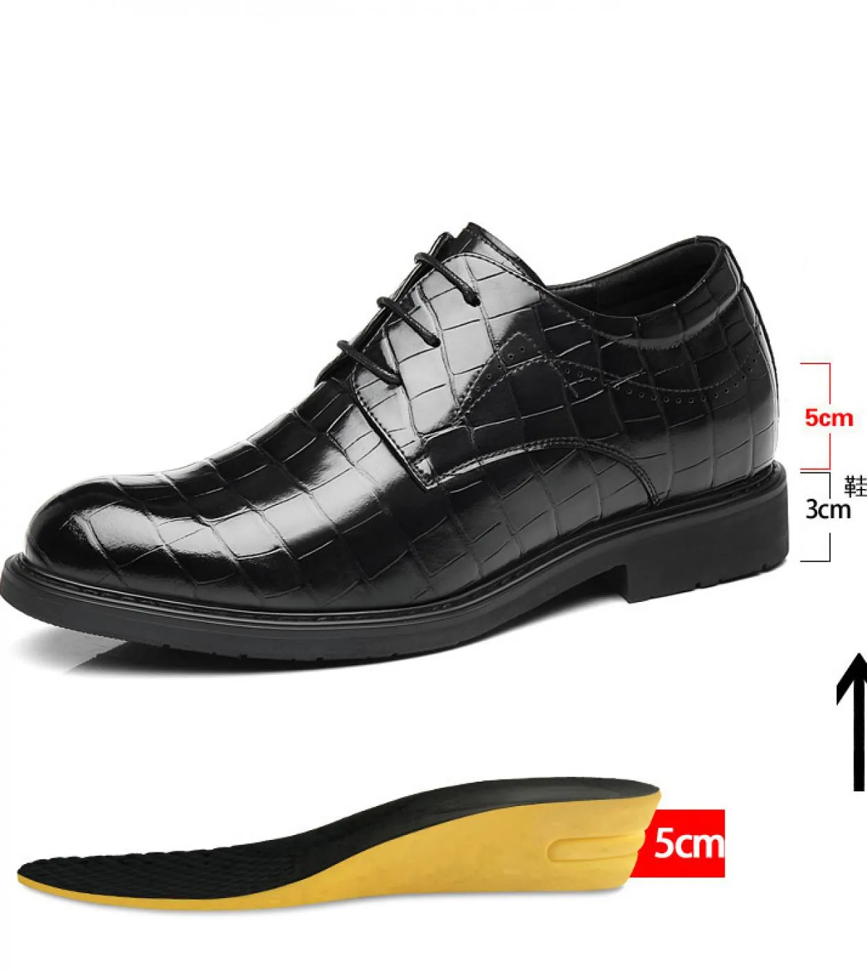 Scarpe da uomo in pelle da uomo con tacco alto da 8 cm Scarpe da sposa da uomo con tacco alto da 6 cm