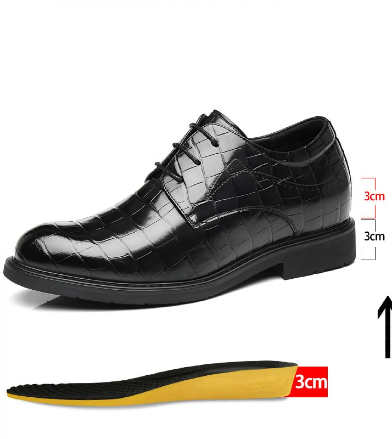 Scarpe da uomo in pelle da uomo con tacco alto da 8 cm Scarpe da sposa da uomo con tacco alto da 6 cm