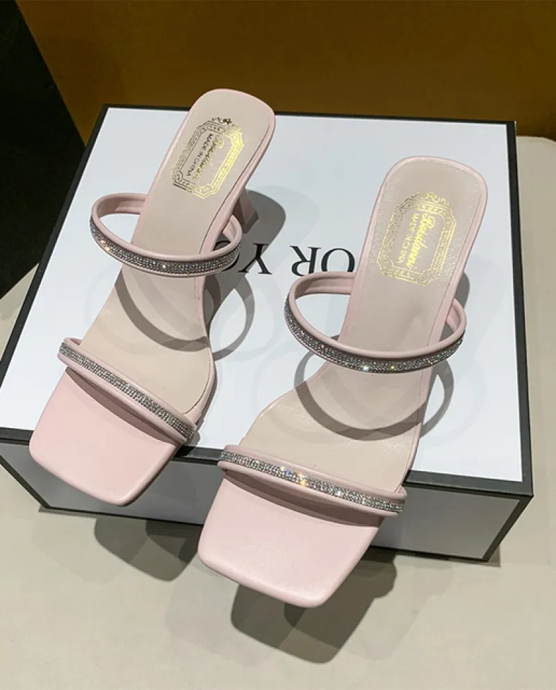 Scarpe Donna 2022 Slip On Sandali Con Tacco Alto Di Grandi Dimensioni Pantofole Da Donna Sandali Con Cinturino Con Tacco Sottile