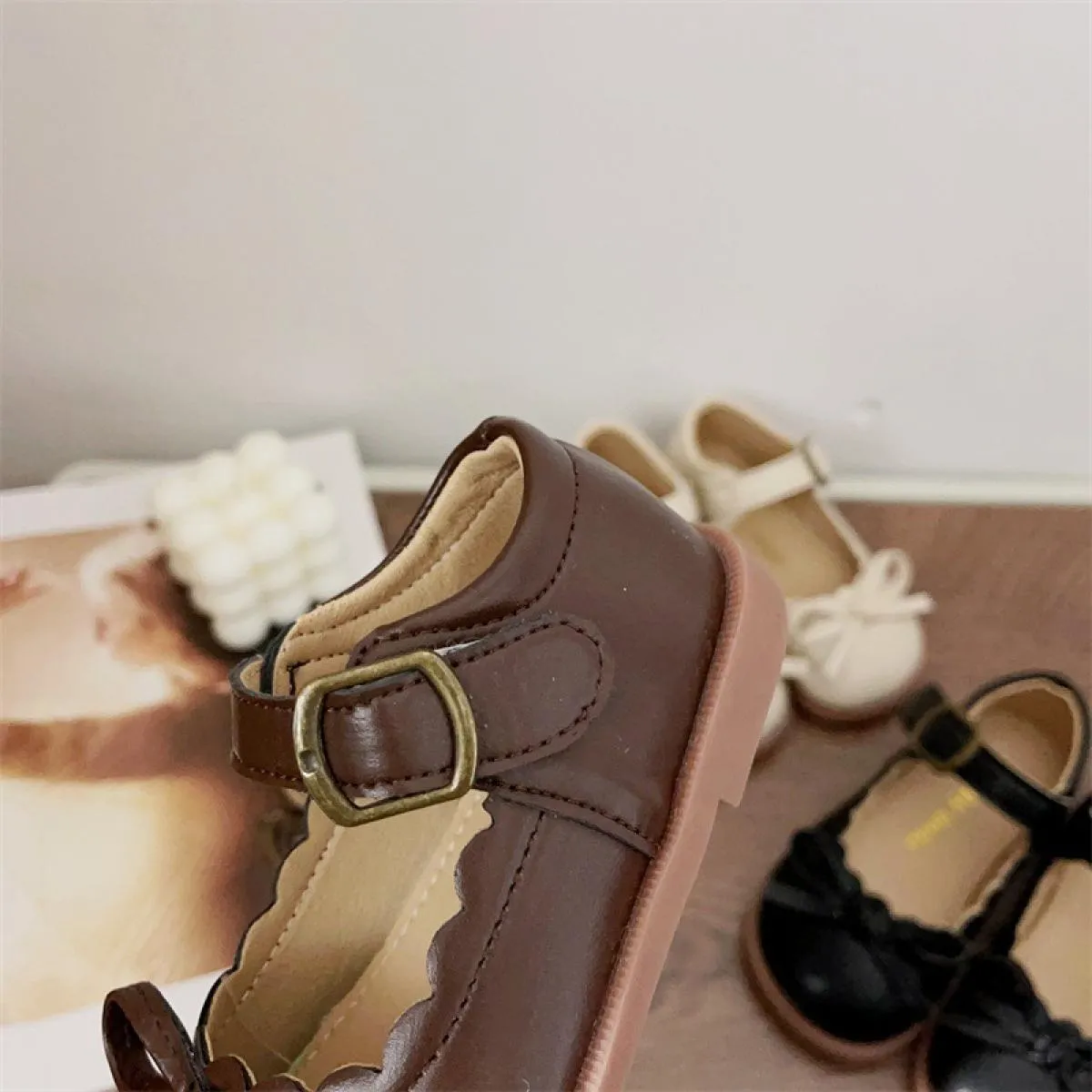 Scarpe Mary Jane con perline carine Scarpe per bambini con tacco basso per ragazze Scarpe eleganti per feste da sera Scarpe da s