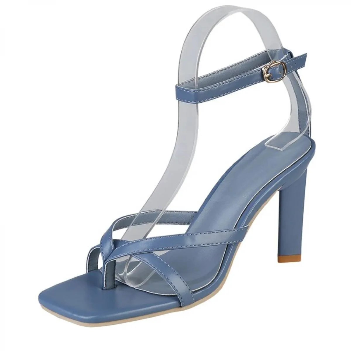 Scarpe Per Le Donne 2023 Moda Cinturino Alla Caviglia Sandali da donna Estate Punta Quadrata Fibbia Scarpe Da Sera Delle Signore