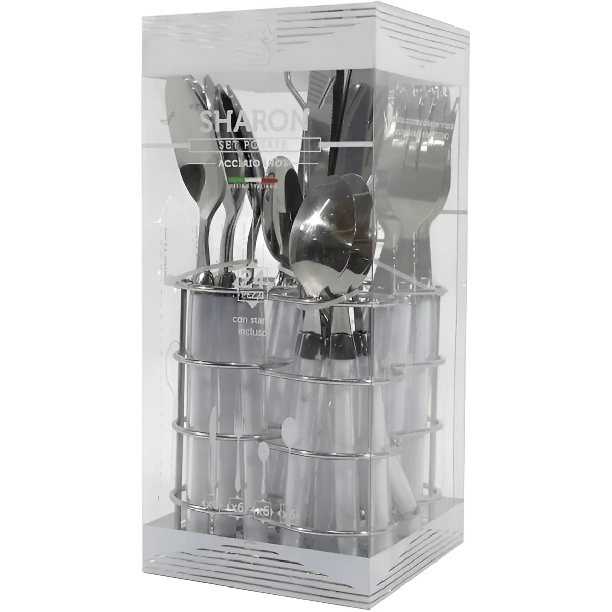 Servizio posate 24 pezzi bianco in acciaio inox