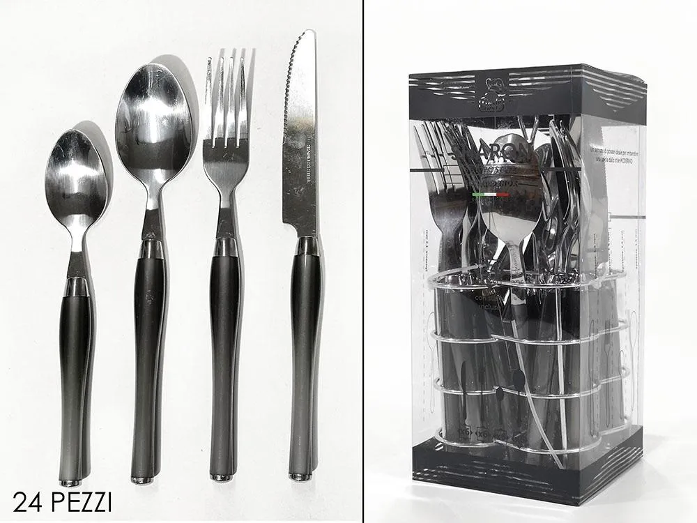 Servizio posate 24 pezzi bianco in acciaio inox
