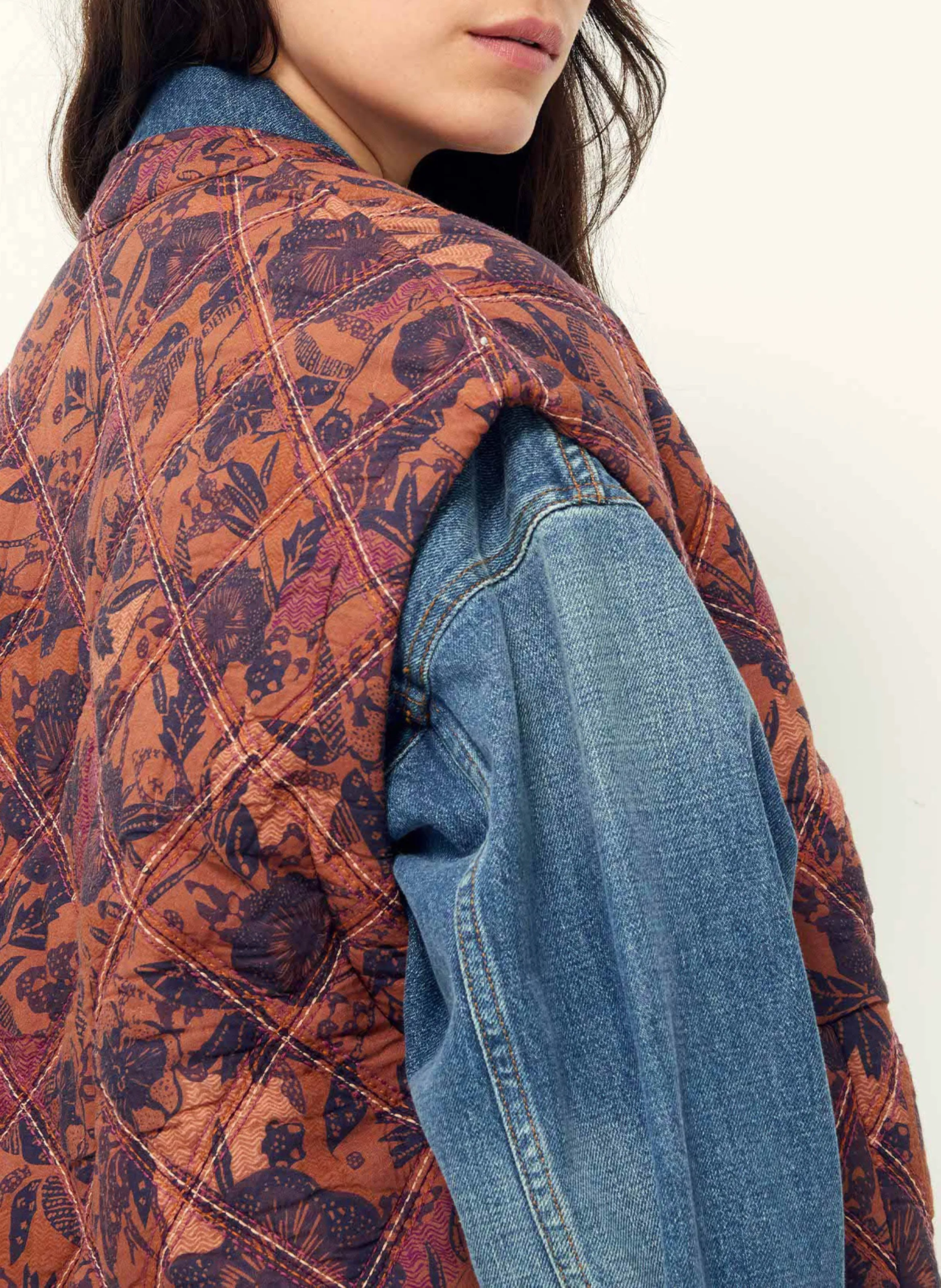  SESSUN   MONTEFIELDS - Gilet senza maniche stampato in cotone | Marrone
