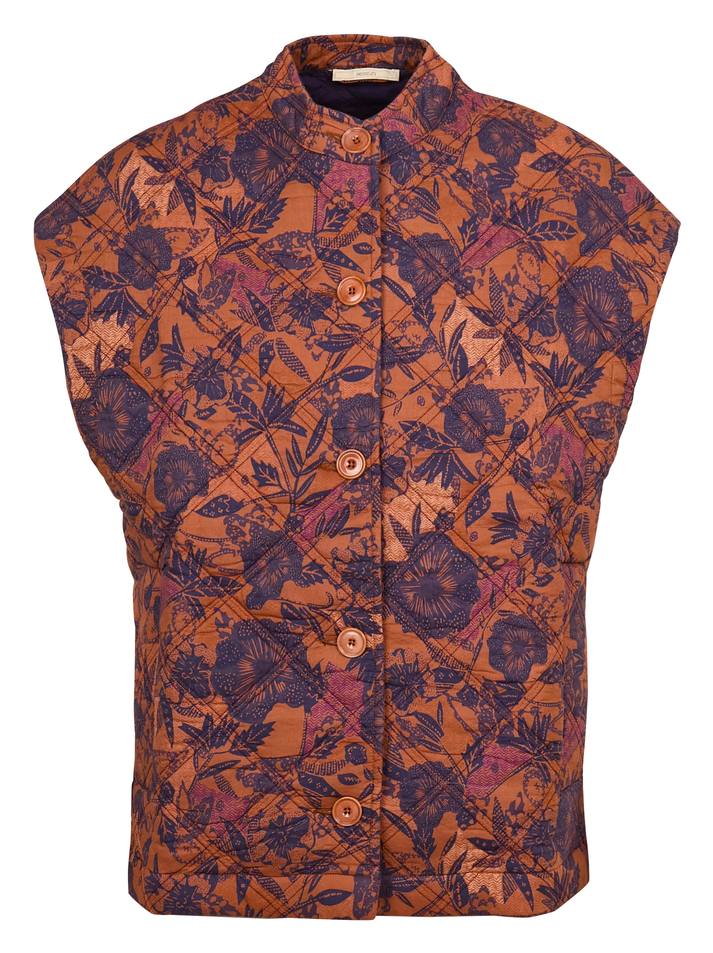  SESSUN   MONTEFIELDS - Gilet senza maniche stampato in cotone | Marrone