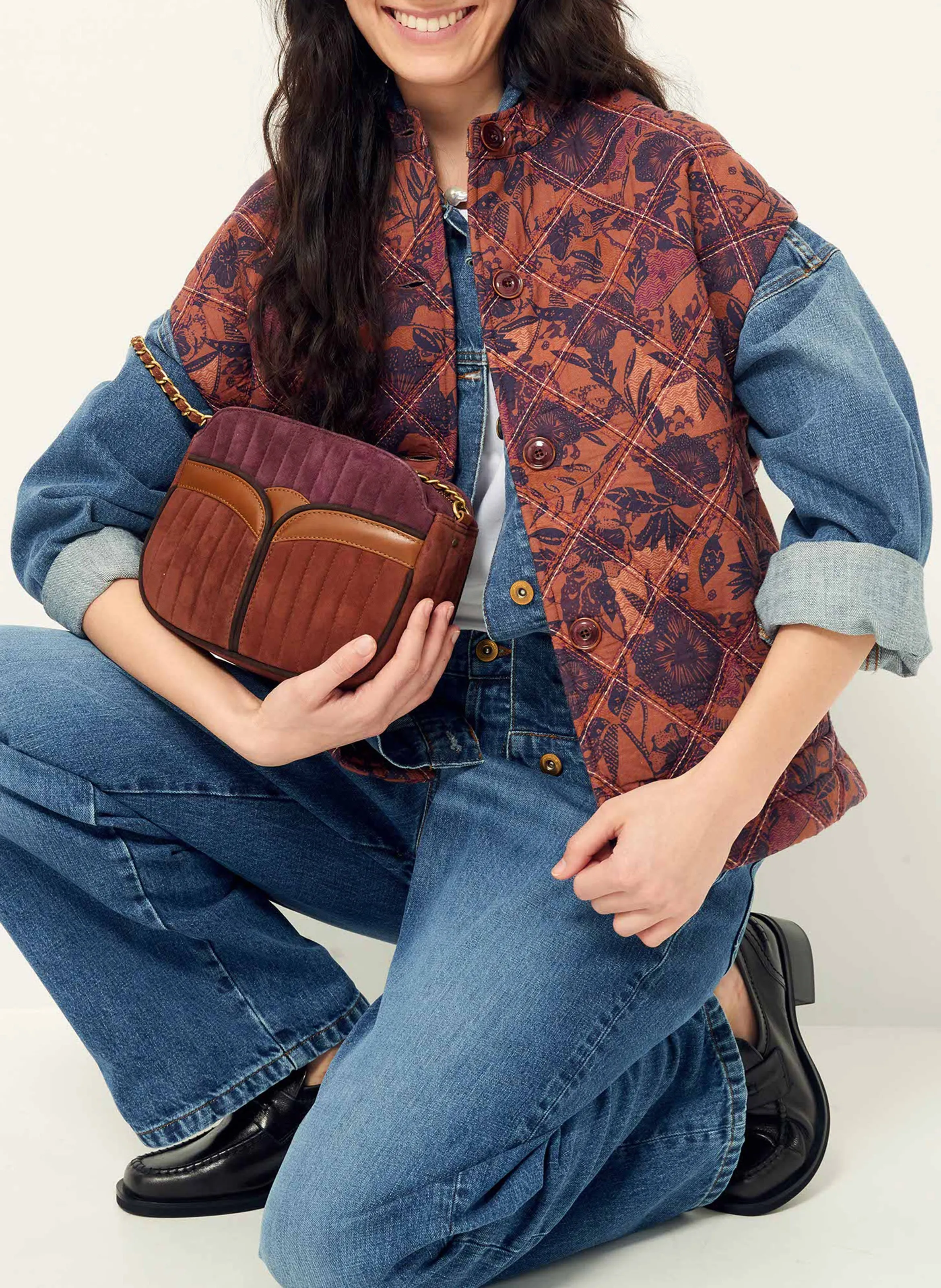  SESSUN   MONTEFIELDS - Gilet senza maniche stampato in cotone | Marrone
