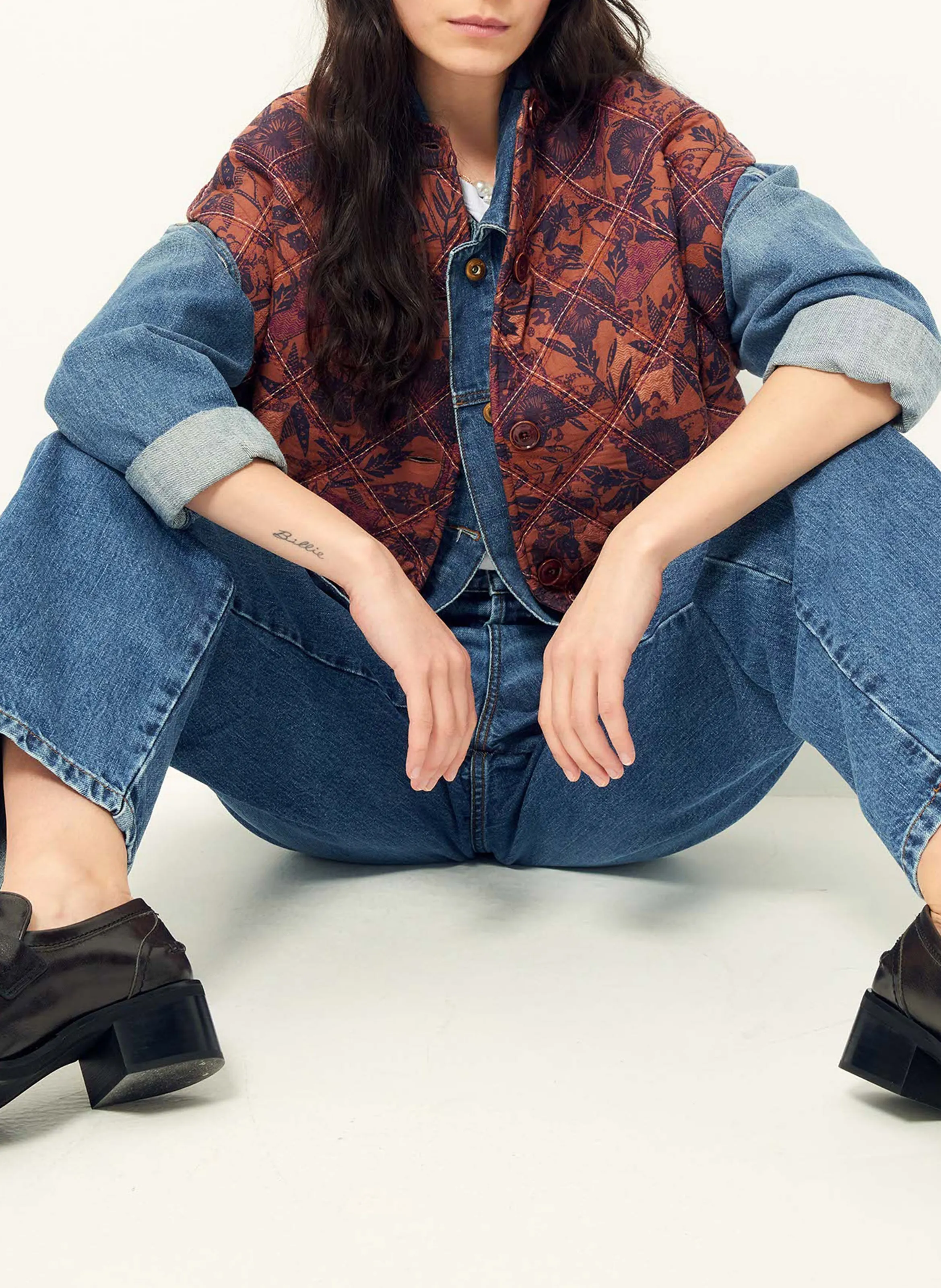  SESSUN   MONTEFIELDS - Gilet senza maniche stampato in cotone | Marrone