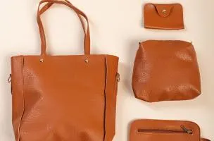 Set borsa e portafoglio da 4 pezzi, marrone