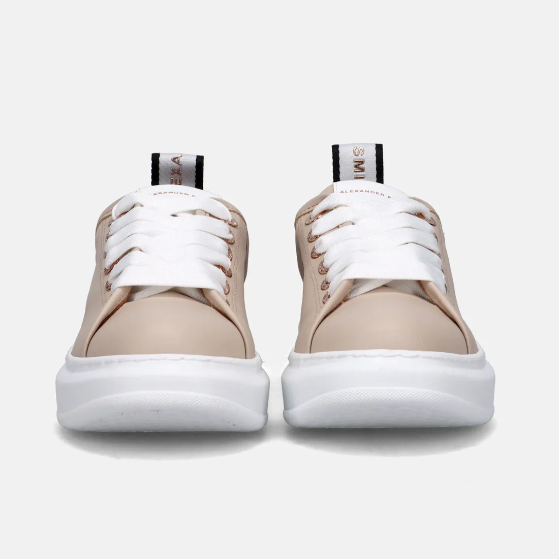 Sneaker Alexander Smith Wembley in pelle beige e glitter bronzo