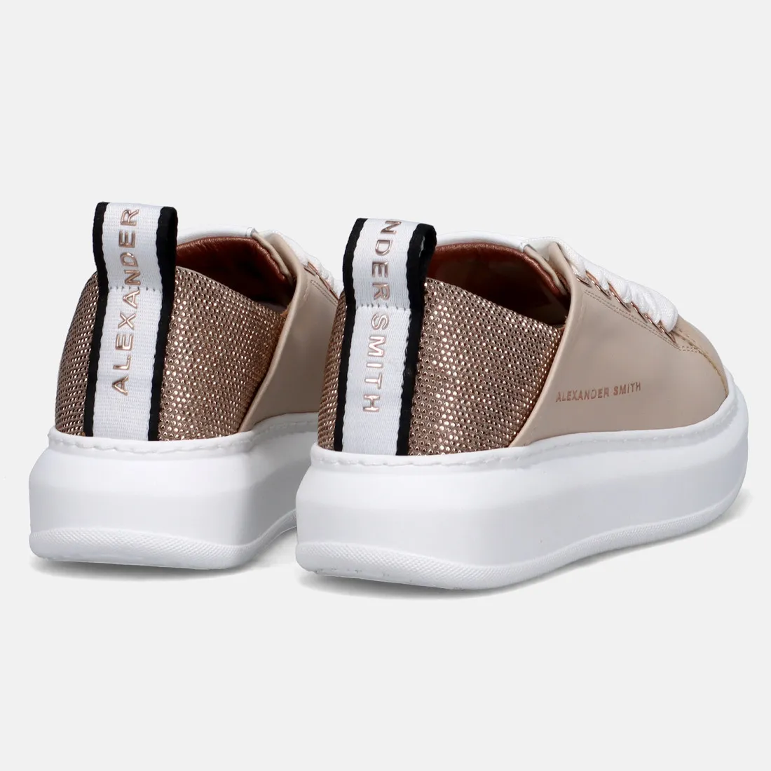 Sneaker Alexander Smith Wembley in pelle beige e glitter bronzo