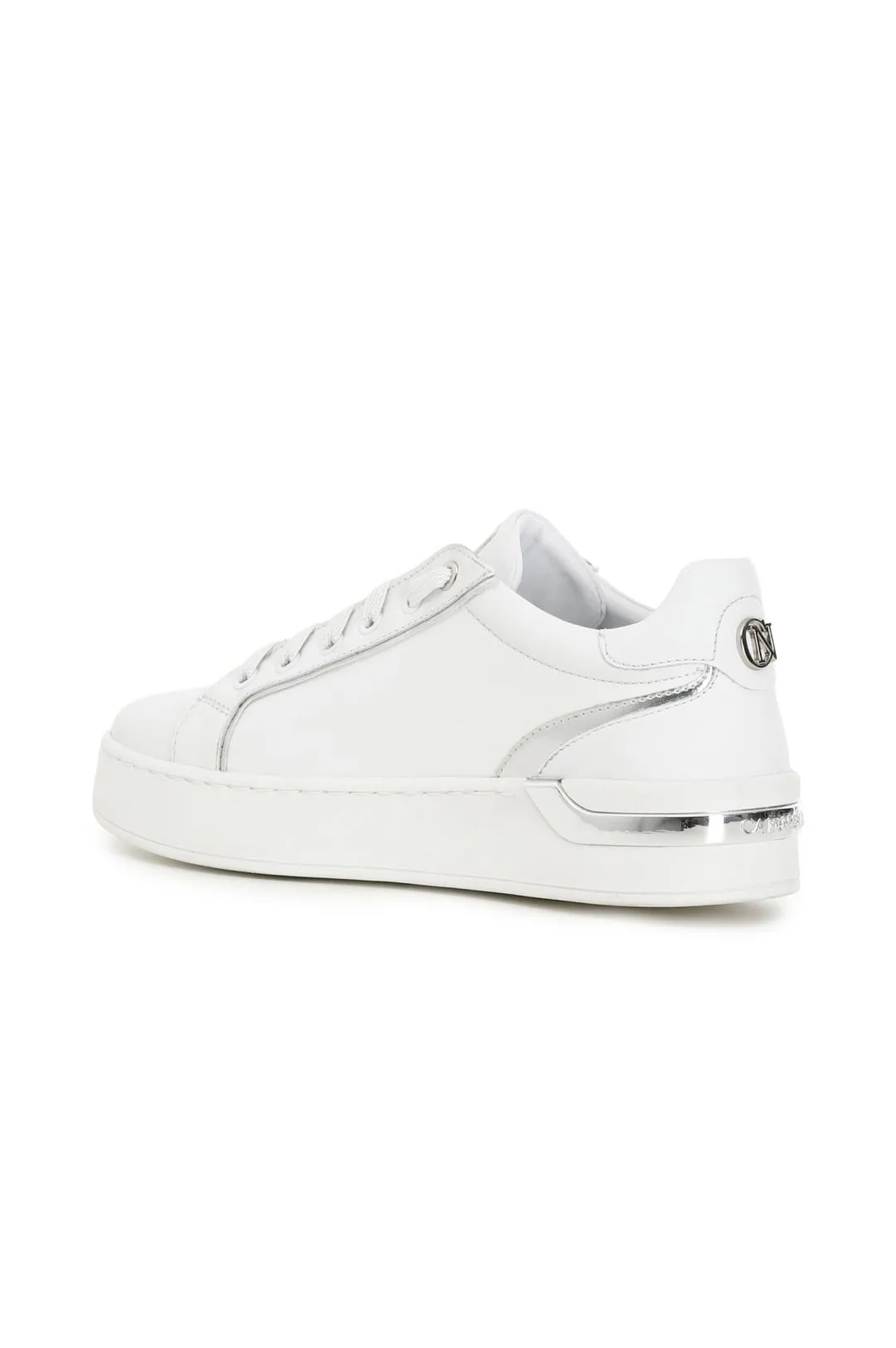 sneakers in pelle animalier con catena decorativa
